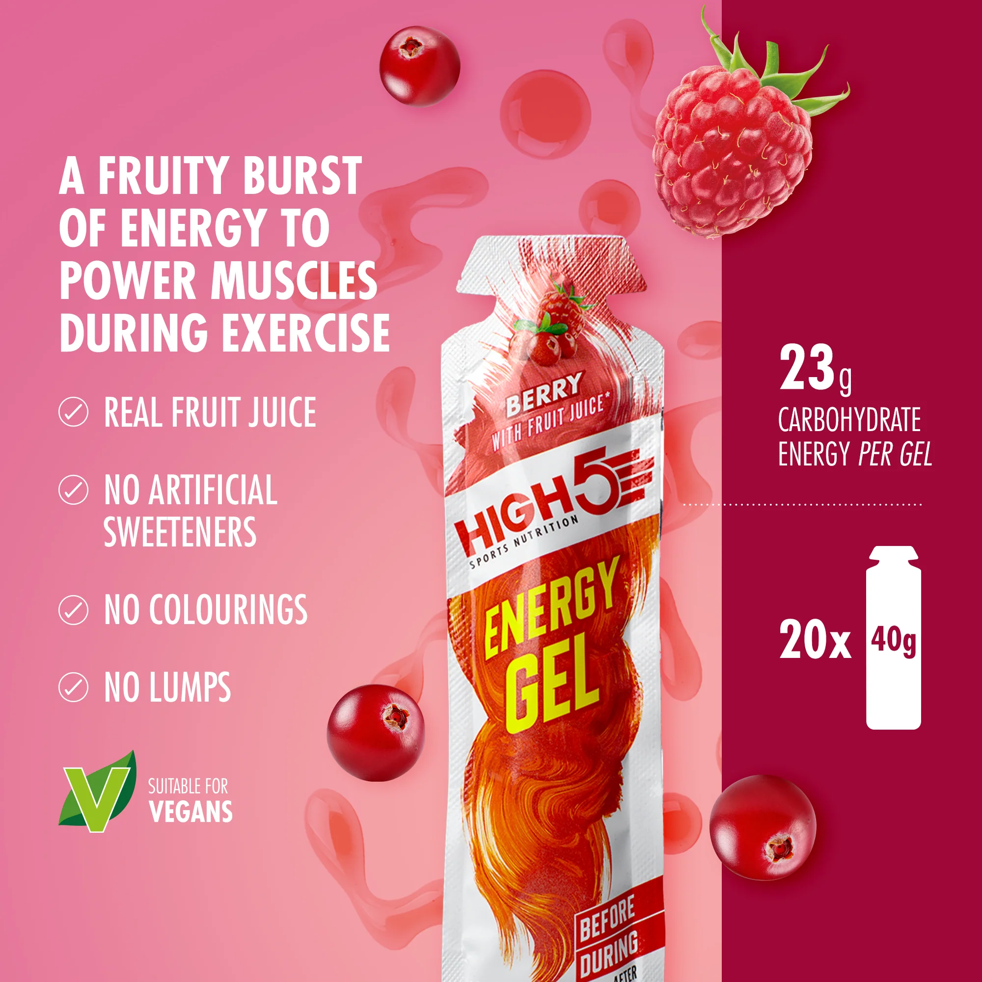 Gel Énergétique HIGH5 ENERGY GEL (40g) Fruits rouges - Image 2