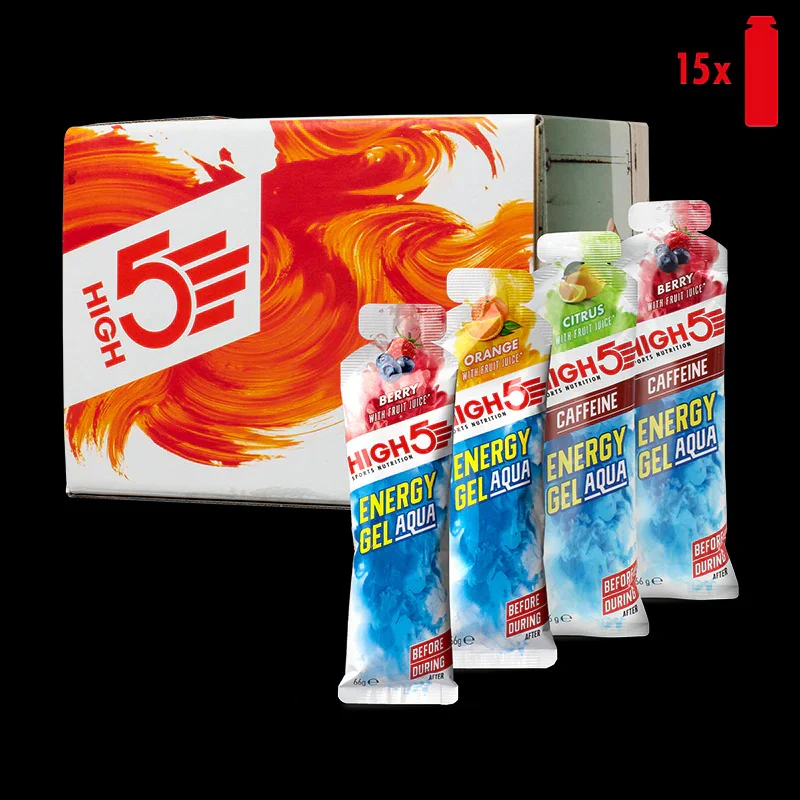 Pack Gel Énergétique HIGH5 ENERGY GEL Aqua (15x 66g) Mix Saveurs - Image 8