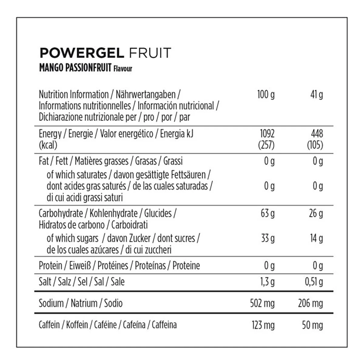 Gel Énergétique POWERBAR POWERGEL FRUIT (41g) Mange Passion Caféiné - Image 2