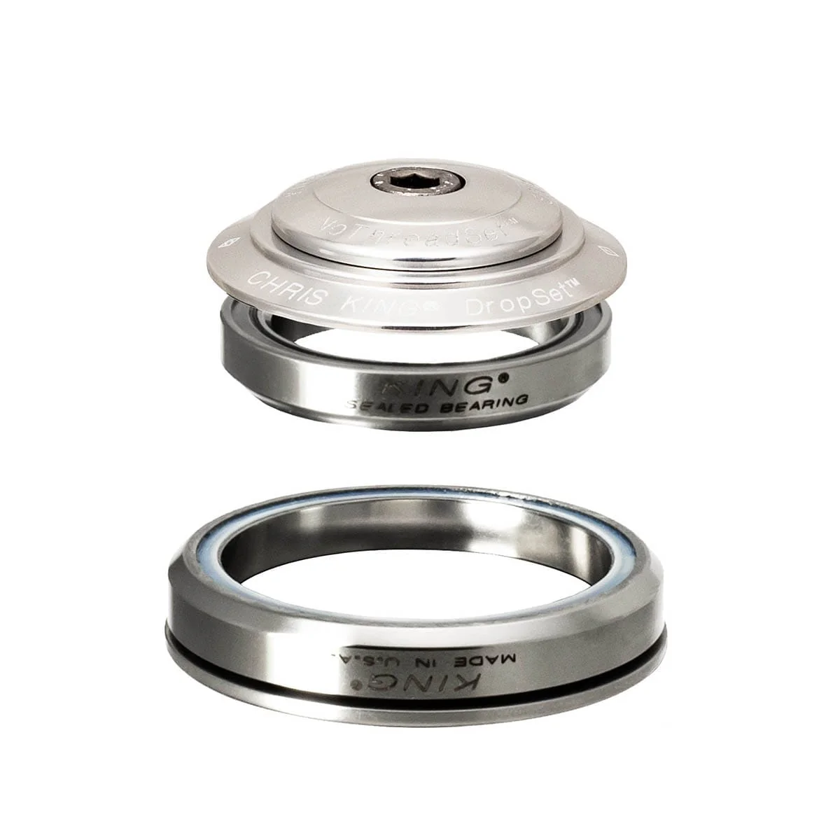 Jeu de Direction Intégré CHRIS KING DROPSET 5 1"1/8-1.5" IS42/IS52 Argent