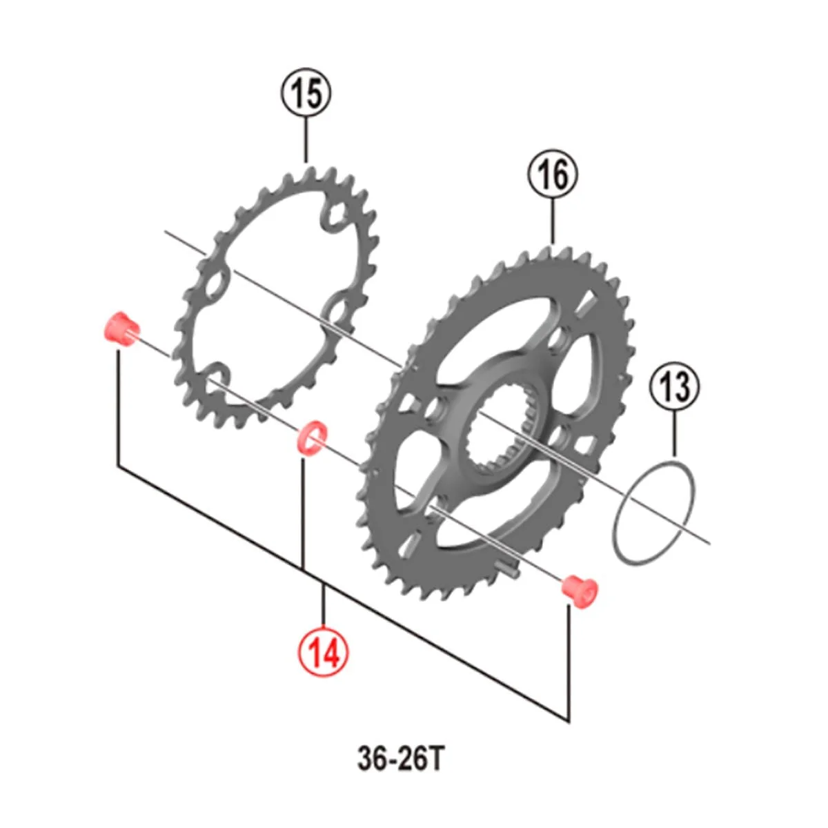 Kit Vis et Ecrous pour Pédalier Double 12V SHIMANO SLX FC-M7100-2 Noir (x4)