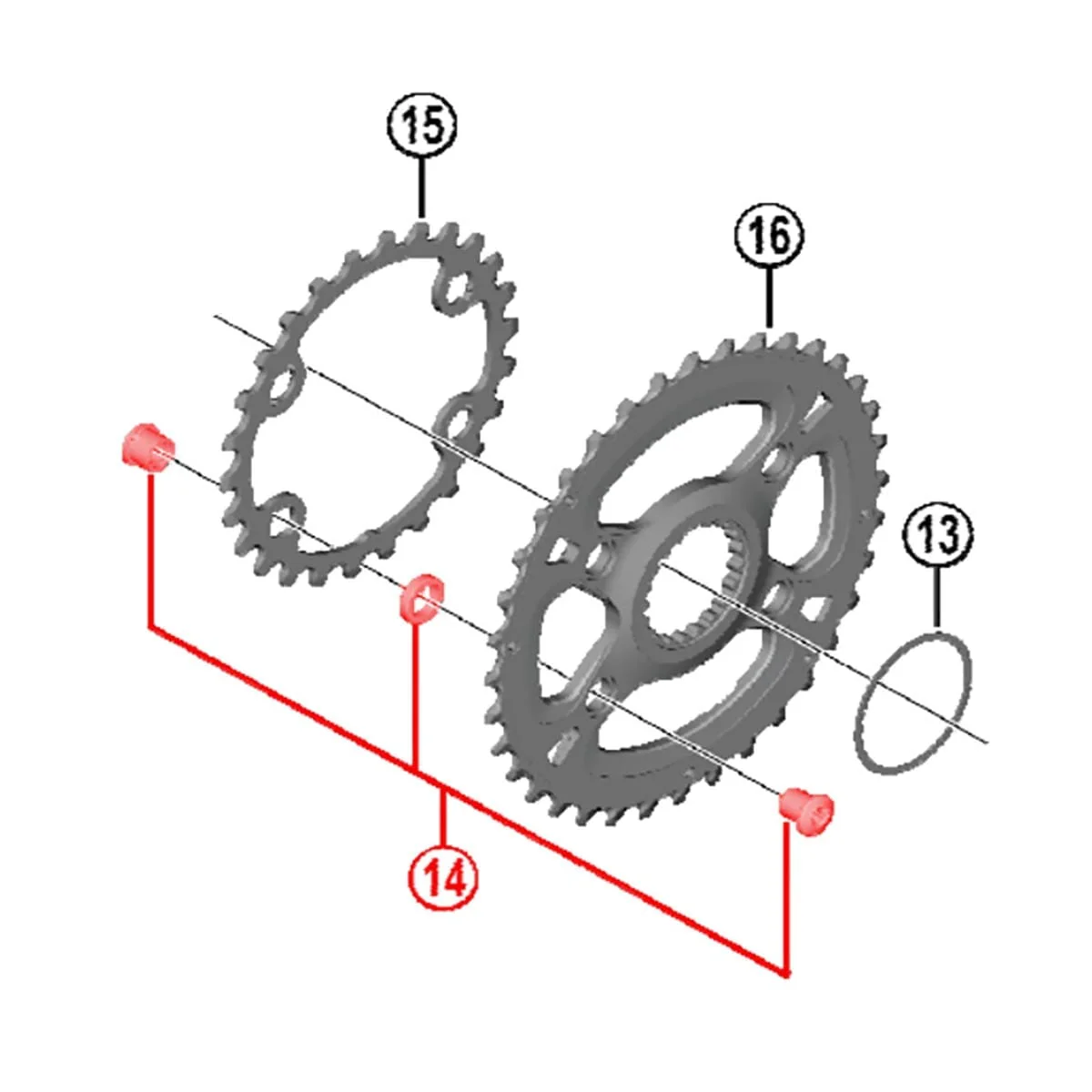 Kit Vis et Ecrous pour Pédalier Double 12V SHIMANO XT FC-M8100-2 Noir (x4)