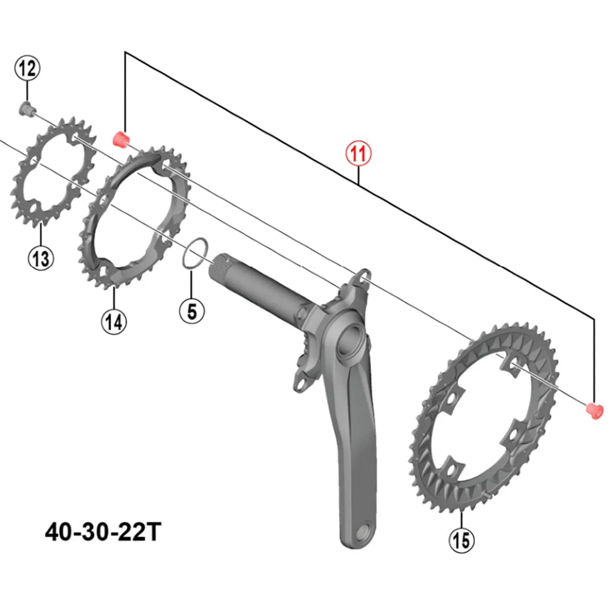Kit Vis et Ecrous de Plateau Extérieur pour Pédalier Triple SHIMANO DEORE FC-M6000 Noir (x4) - Image 2