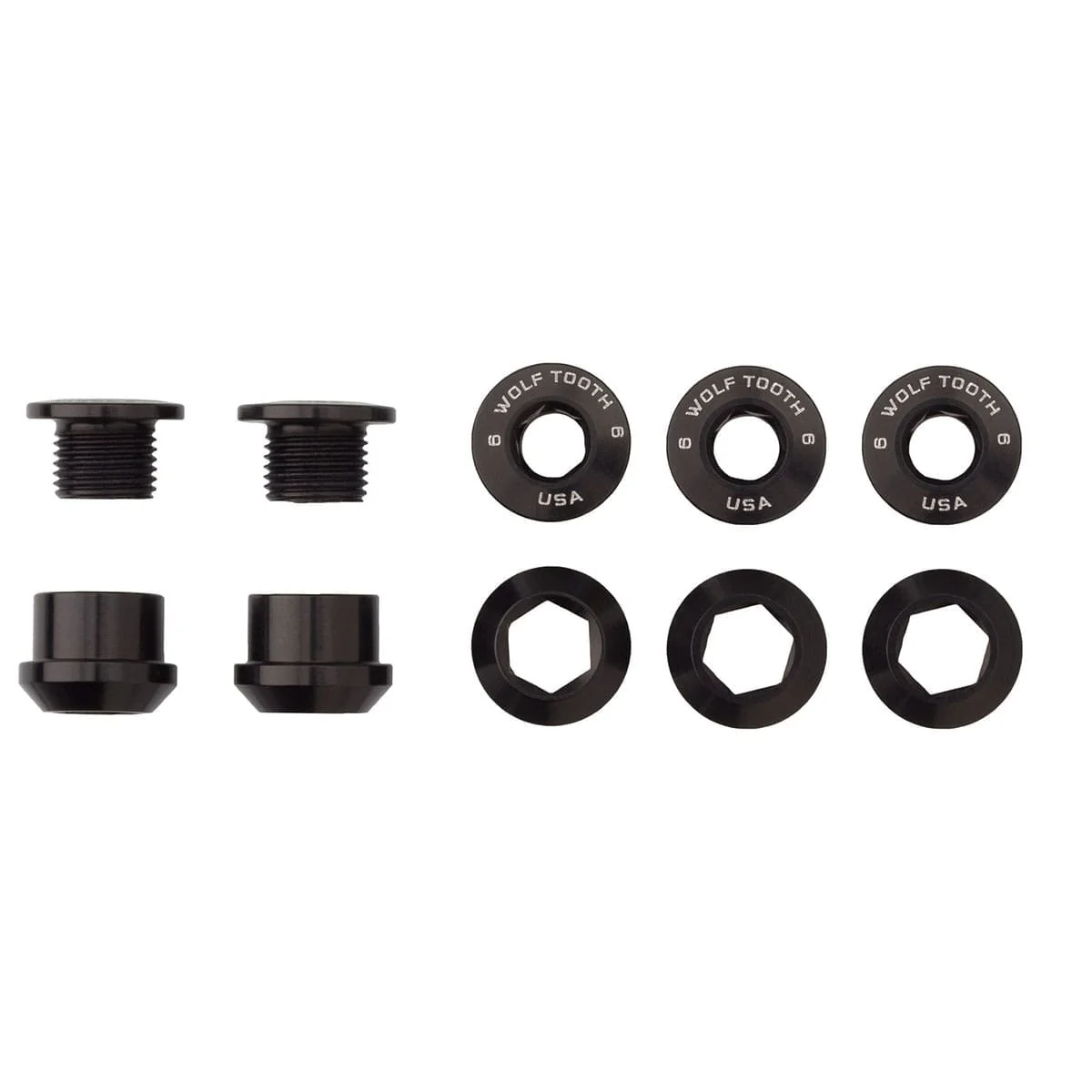 Kit Pédalier 5 Vis et Ecrous Cheminés M8x6 mm WOLF TOOTH 1X Vert