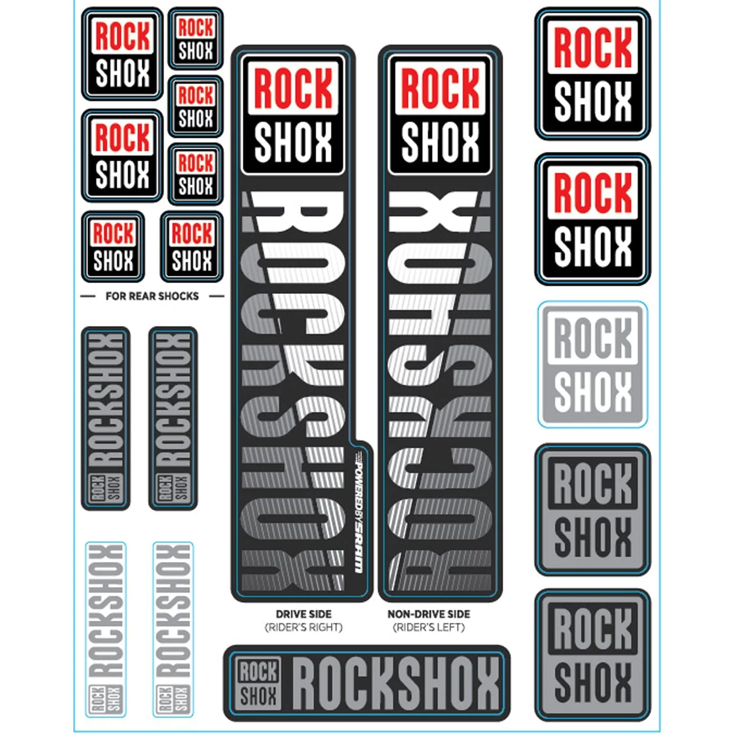 Kit Stickers pour Fourches Simple Té ROCKSHOX Plongeurs 35 mm (2018+) Blanc