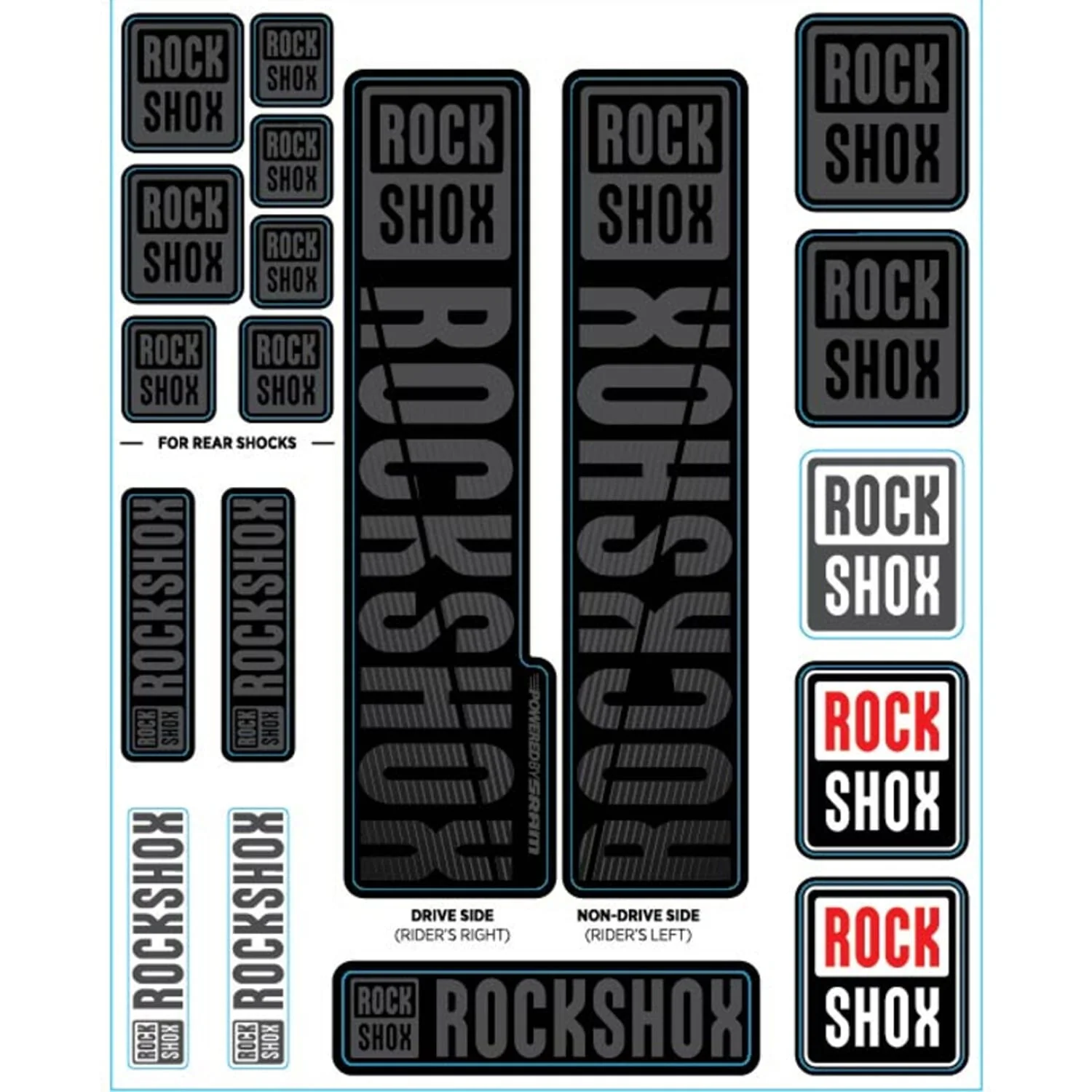 Kit Stickers pour Fourches Simple Té  ROCKSHOX Plongeurs 35 mm (2018+) Stealth