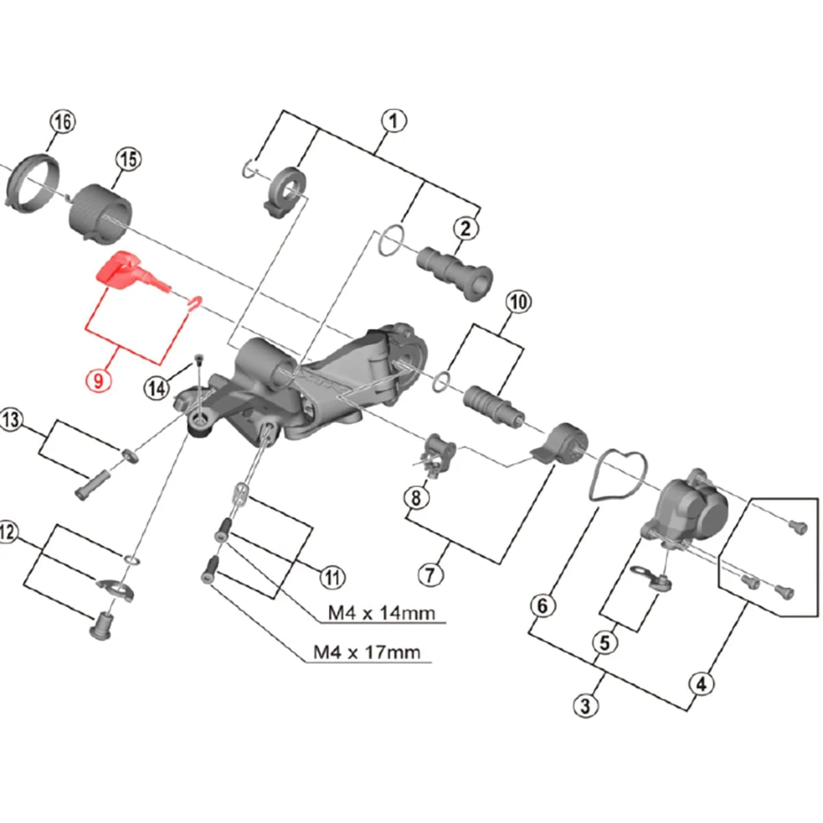 Levier et Fixation pour Dérailleur SHIMANO XTR M9100