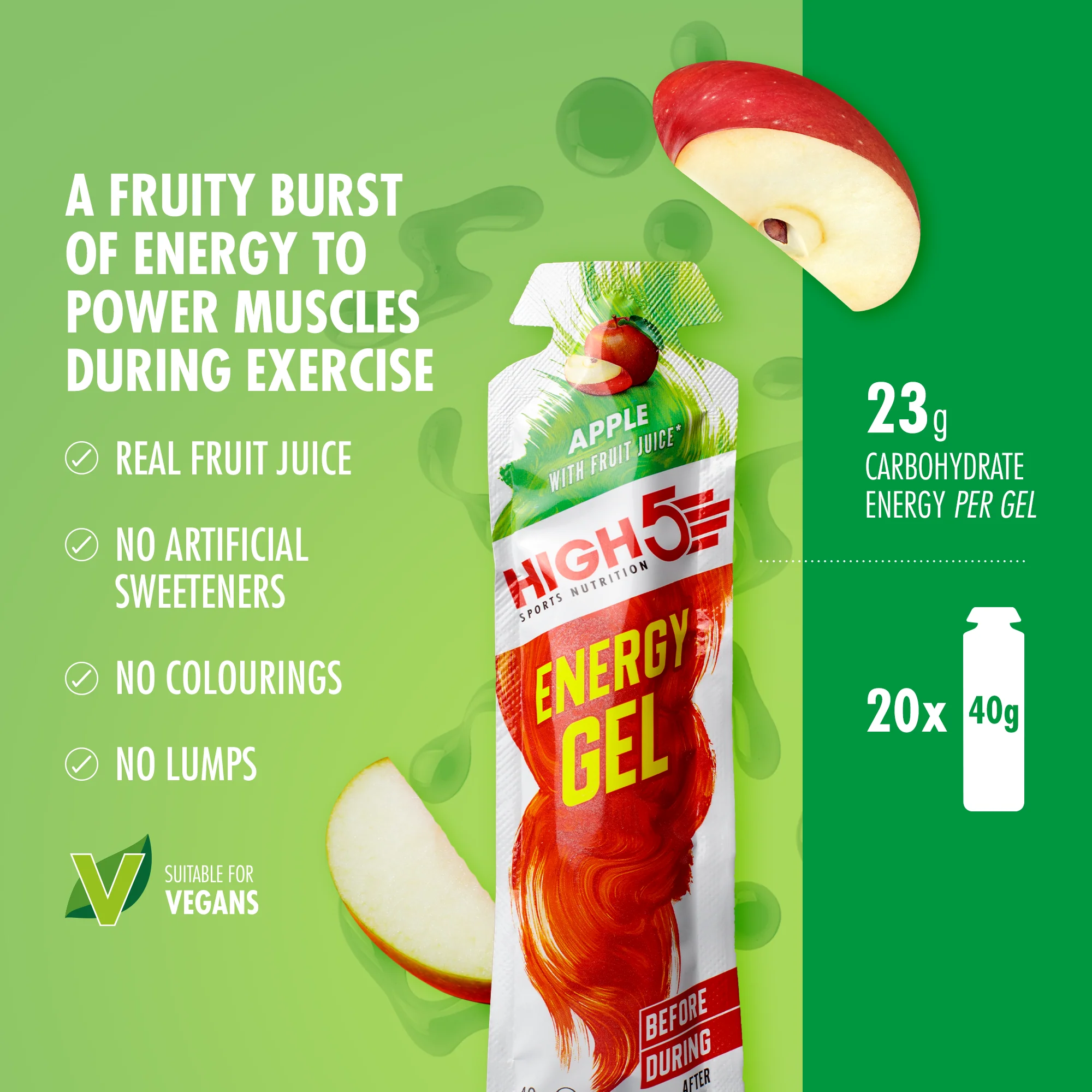 Gel Énergétique HIGH5 ENERGY GEL (40g) Pomme - Image 2