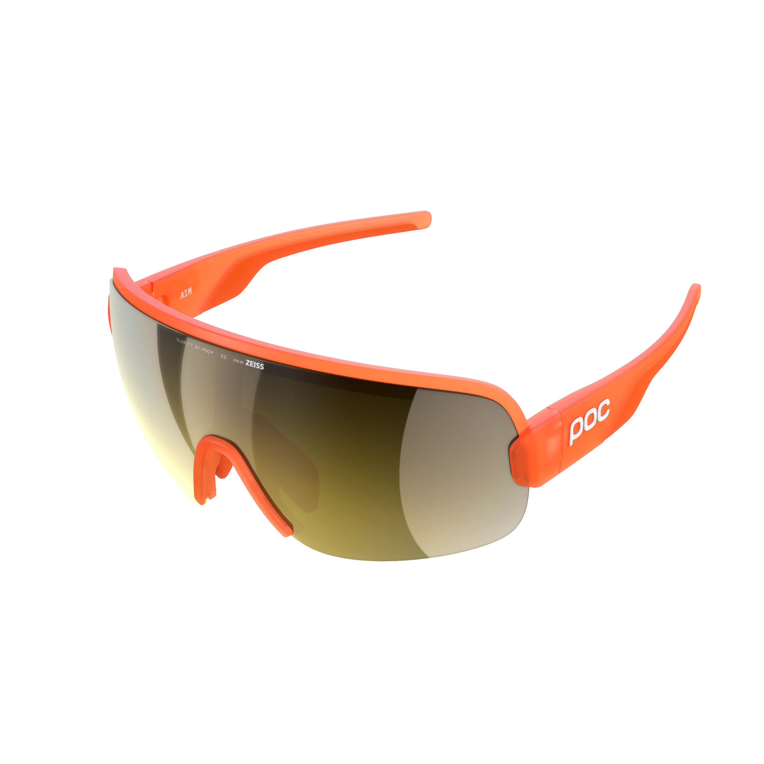 Lunettes POC AIM Orange Fluo Translucide Verre Clarity Road Partly Sunny Gold