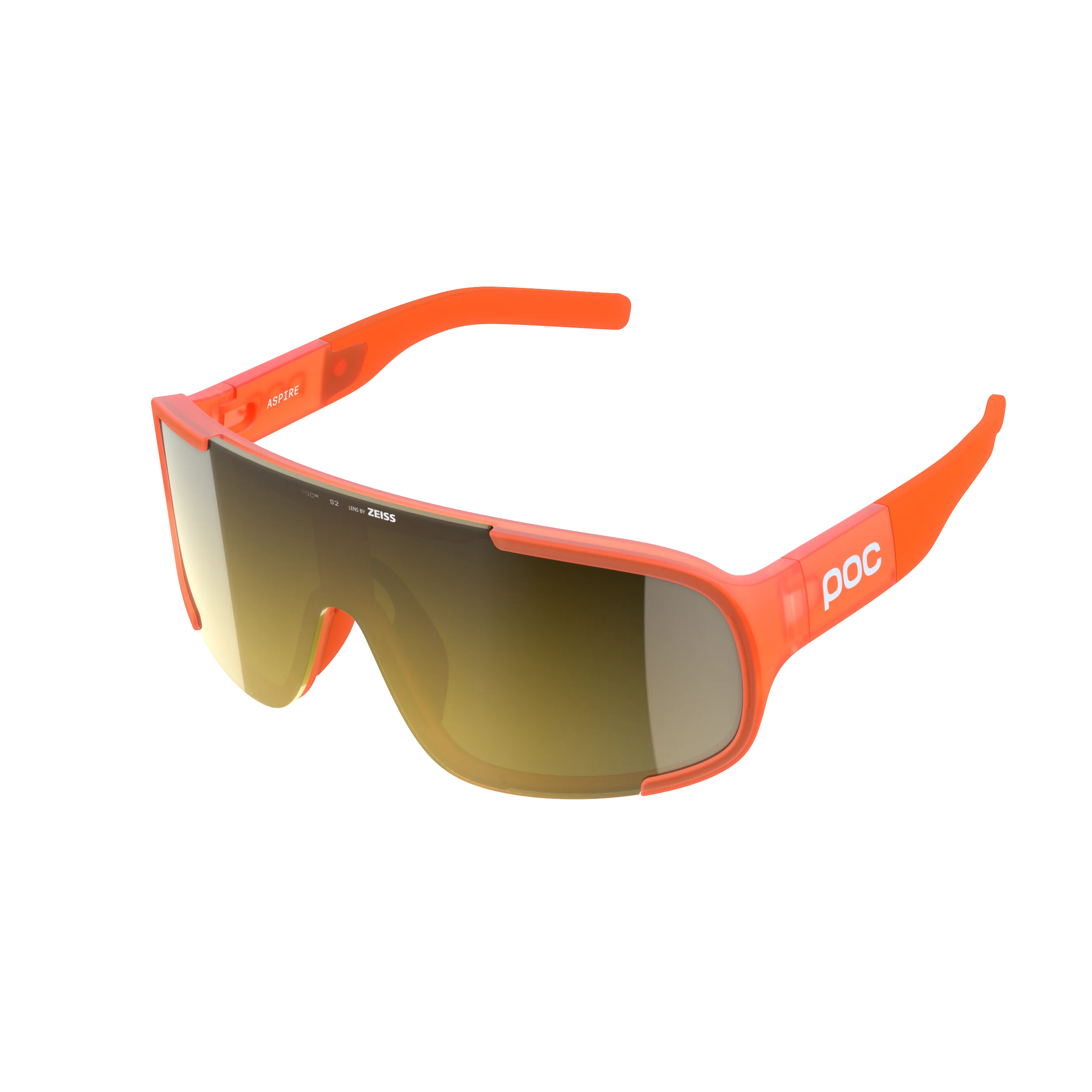 Lunettes POC ASPIRE MID Orange Fluo Translucide Verre Clarity Road Partly Sunny Gold