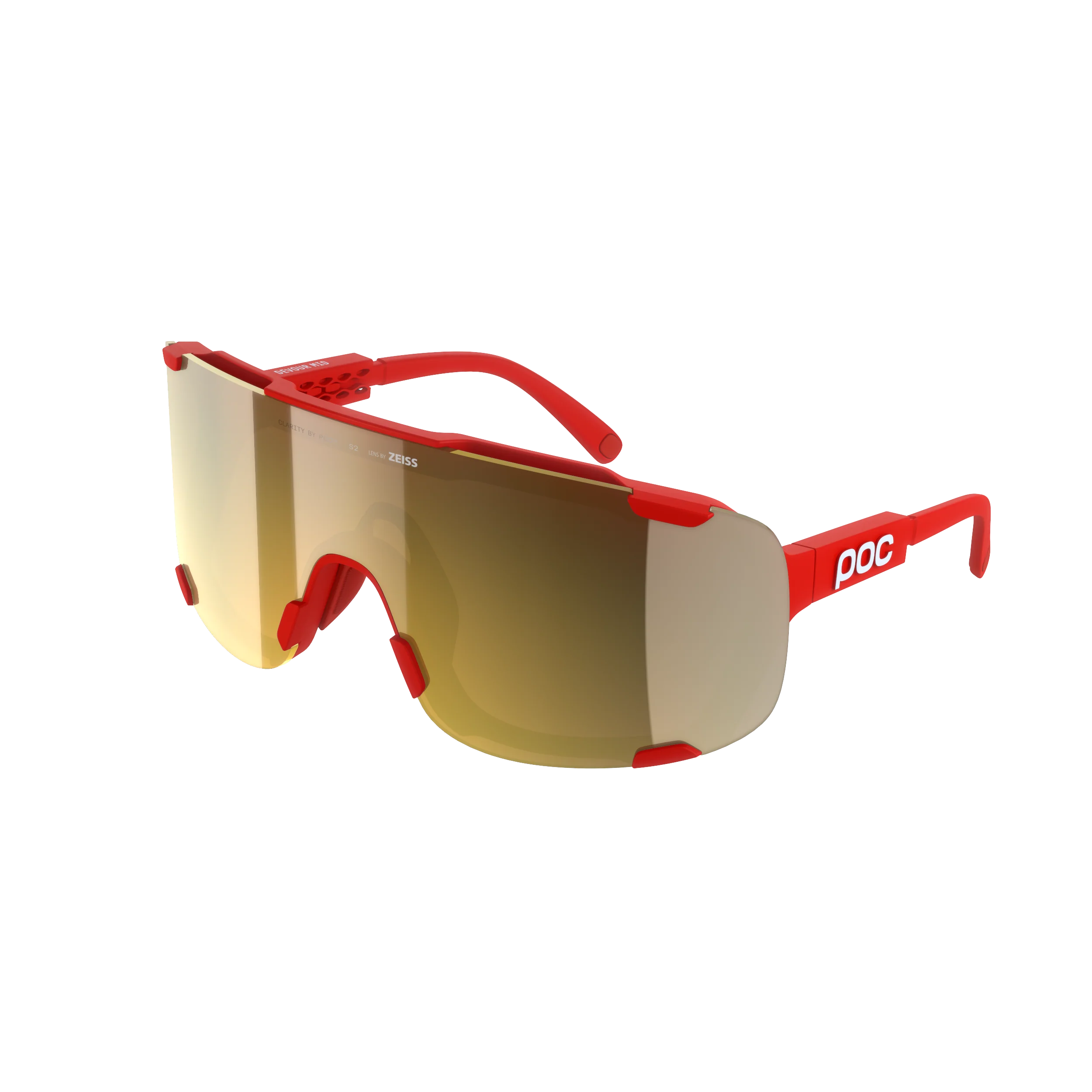 Lunettes POC DEVOUR MID Rouge Verre Clarity Road Partly Sunny Gold