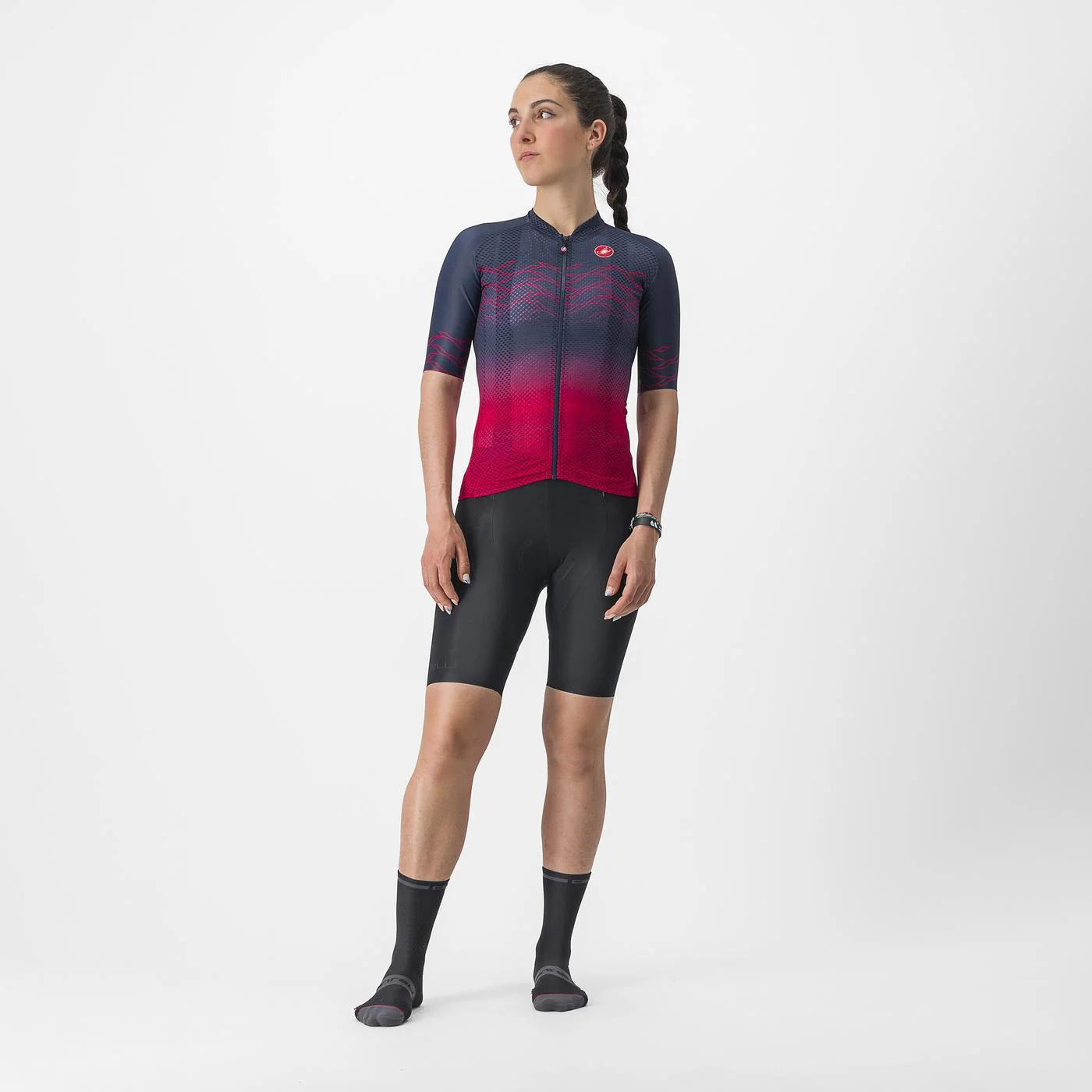 Maillot CASTELLI CLIMBER'S 2.0 W Femme Manches Courtes Marine/Rose - Image 6