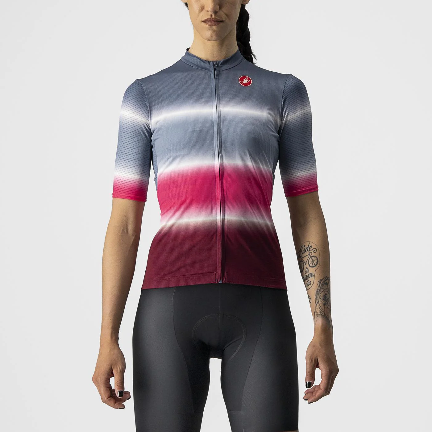 Maillot CASTELLI DOLCE Femme Manches Courtes Bleu/Bordeaux