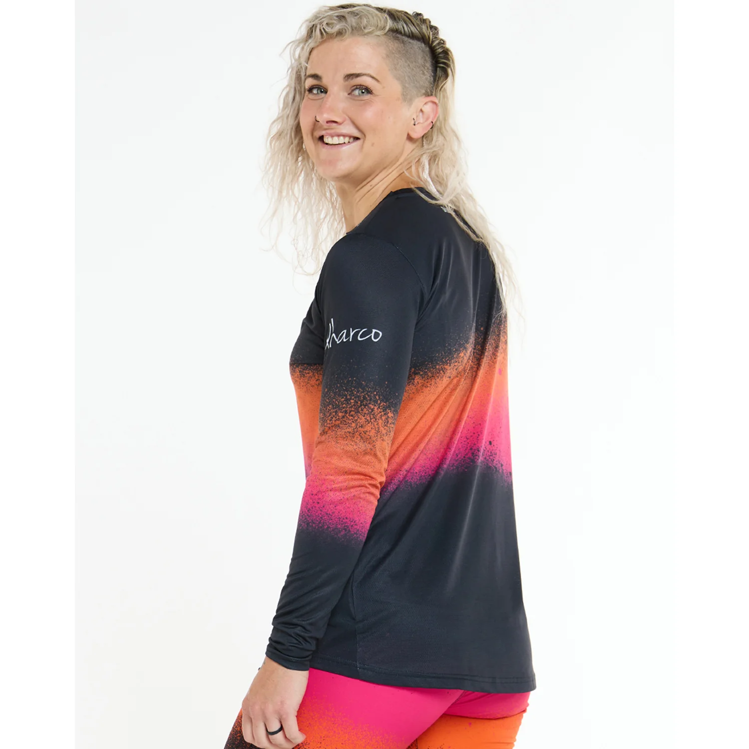 Maillot DHARCO RACE BLACK SNAKE Manches Longues Femme Noir/Orange - Image 3
