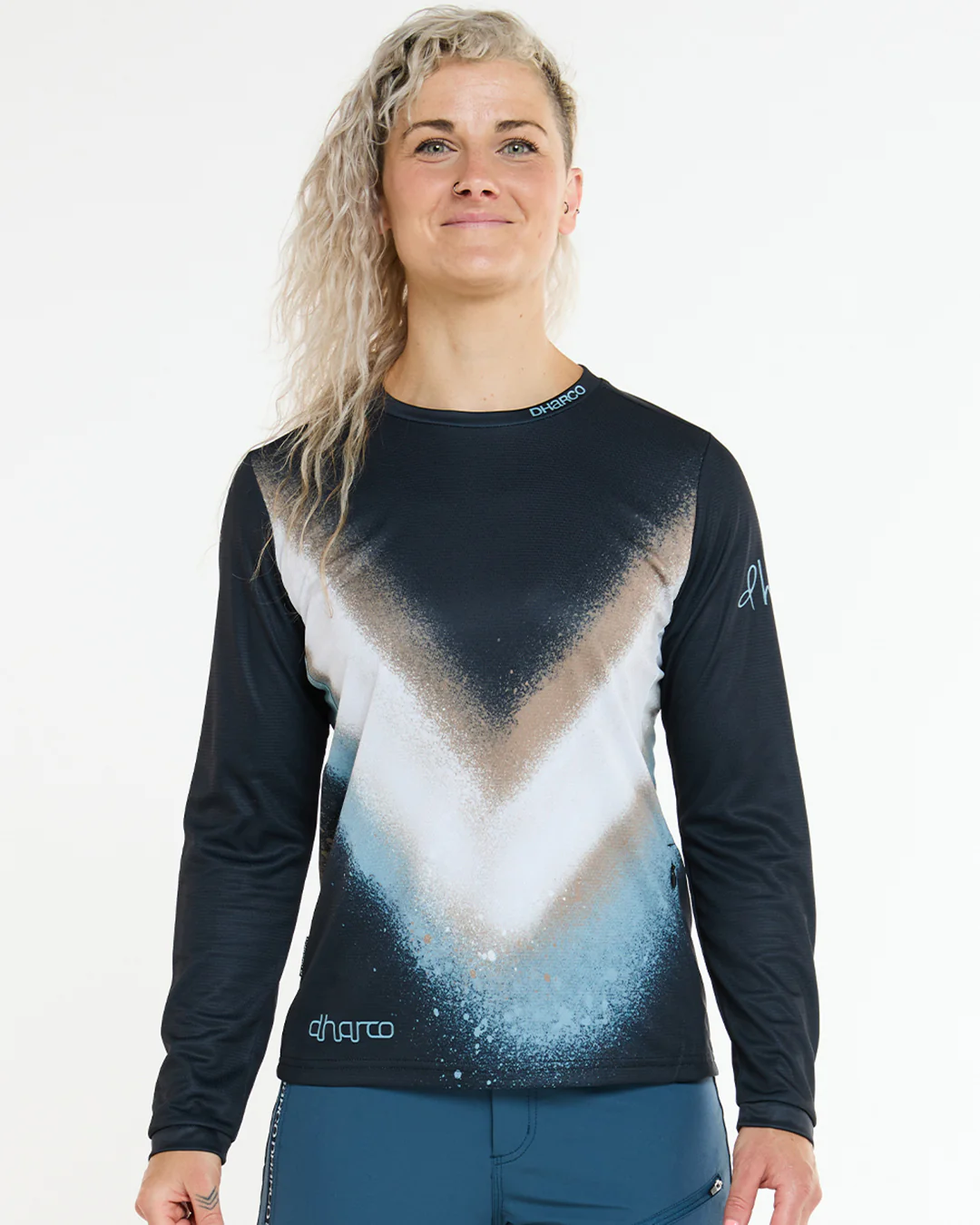 Maillot DHARCO GRAVITY GOLDEN STREAK Manches Longues Femme Noir/Bleu