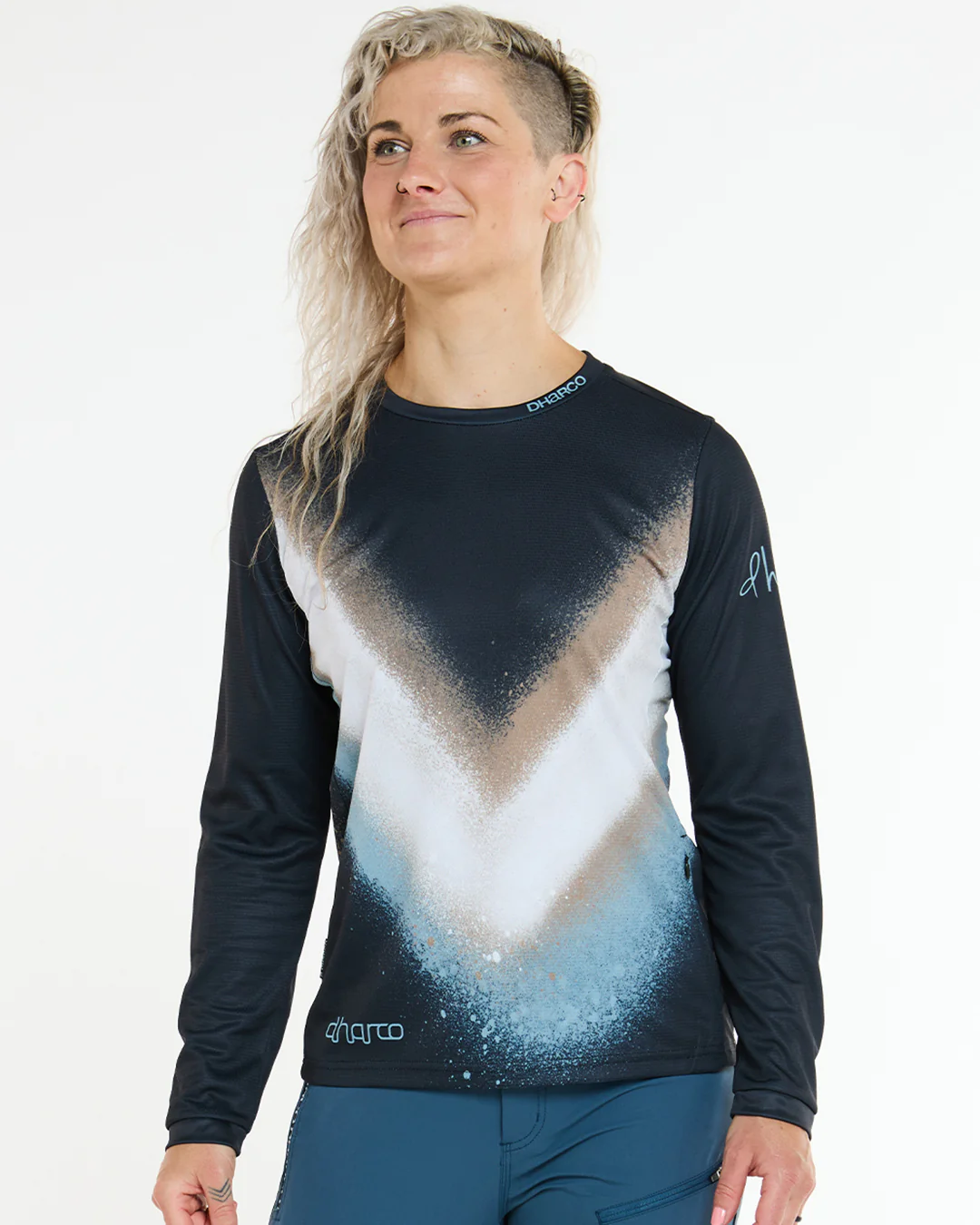 Maillot DHARCO GRAVITY GOLDEN STREAK Manches Longues Femme Noir/Bleu - Image 4