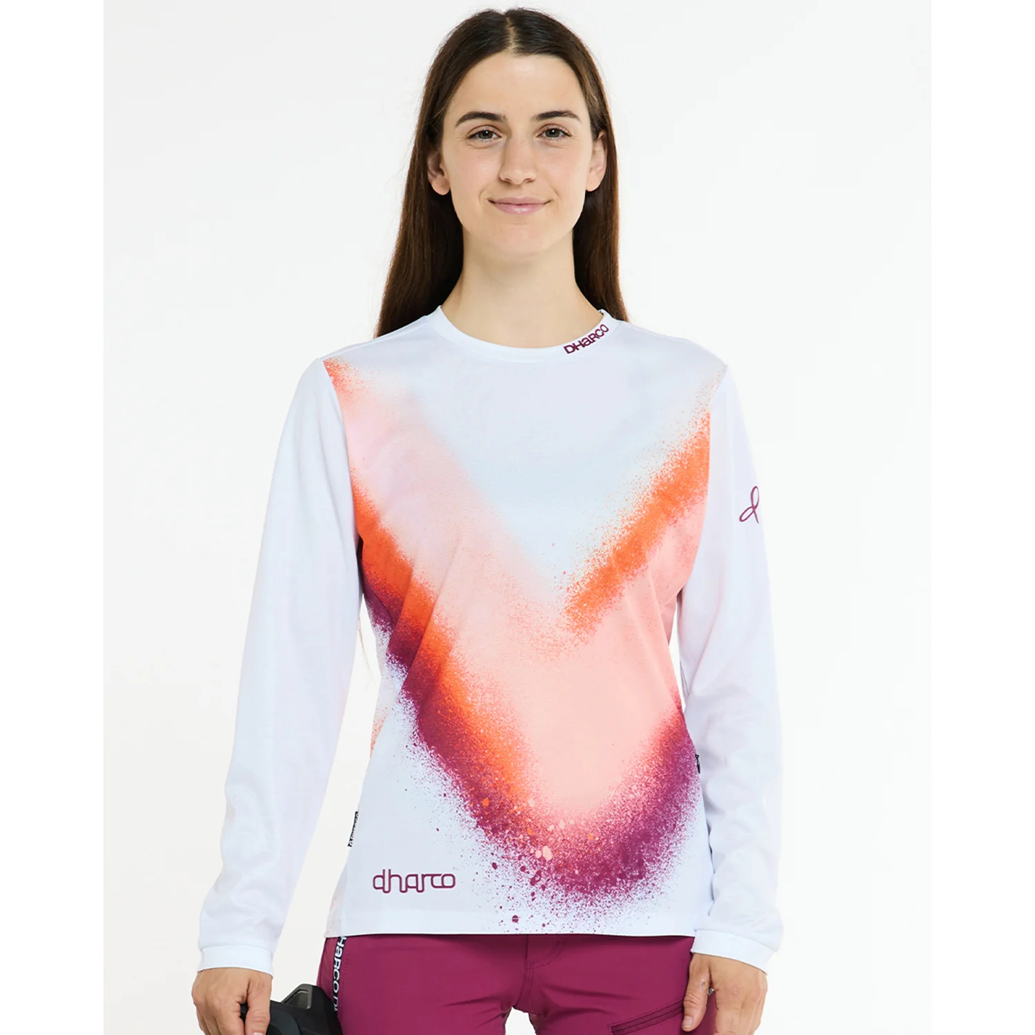 Maillot DHARCO GRAVITY FIREBIRD Manches Longues Femme Blanc/Orange