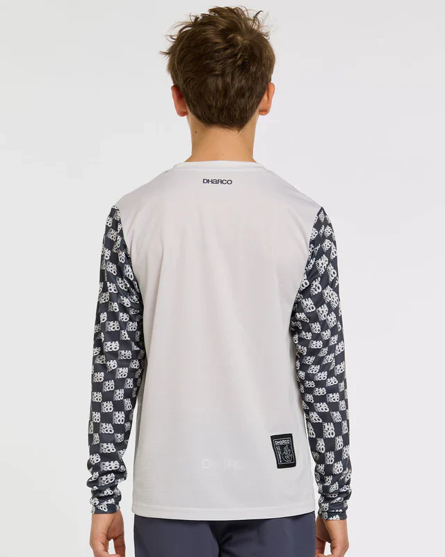 Maillot DHARCO GRAVITY OFFSET Junior Manches Longues Blanc/Noir - Image 3