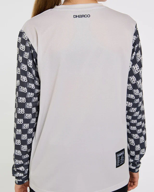 Maillot DHARCO GRAVITY OFFSET Junior Manches Longues Blanc/Noir - Image 5