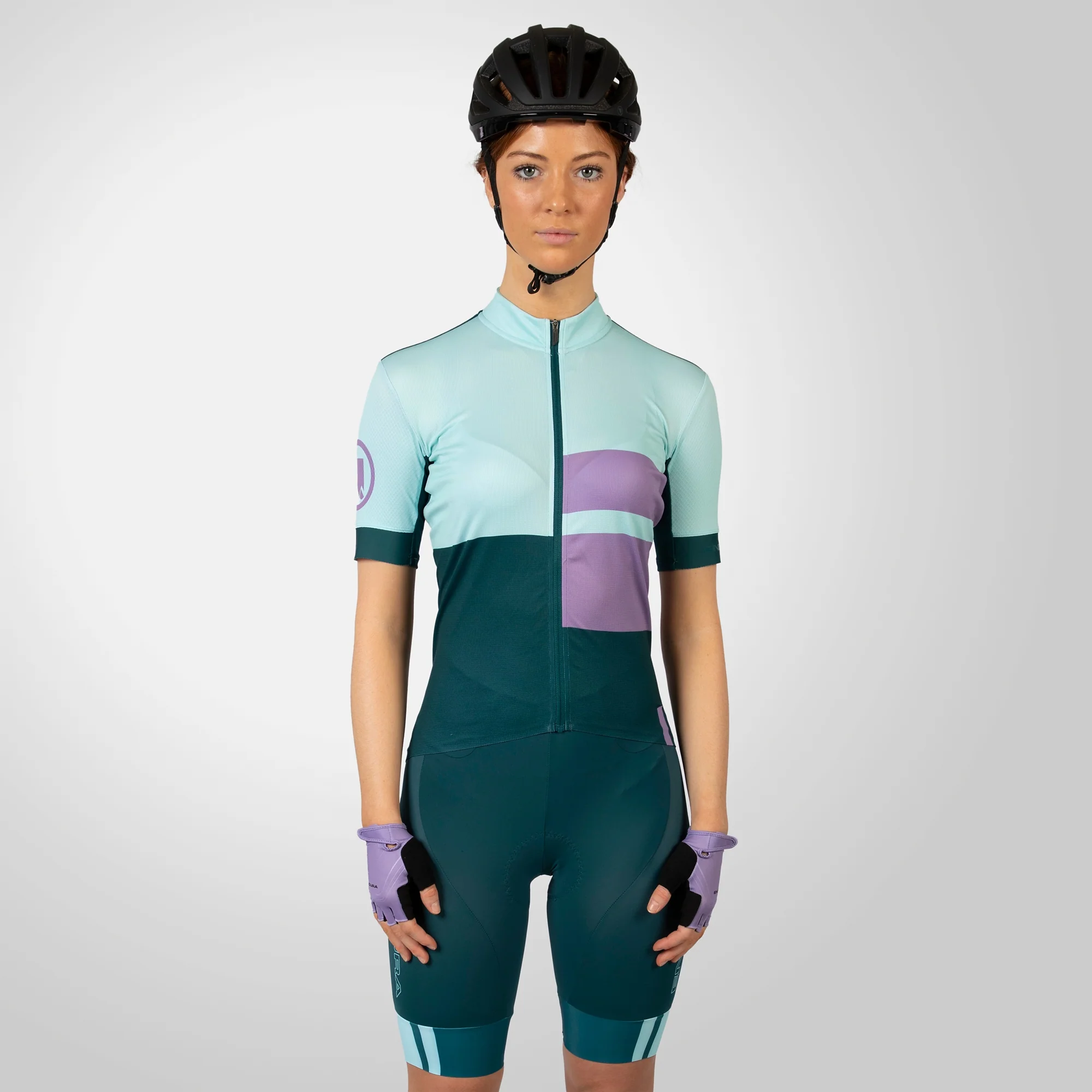 Maillot ENDURA FS260 PRINT Femme Manches Courtes Vert/Violet - Image 3
