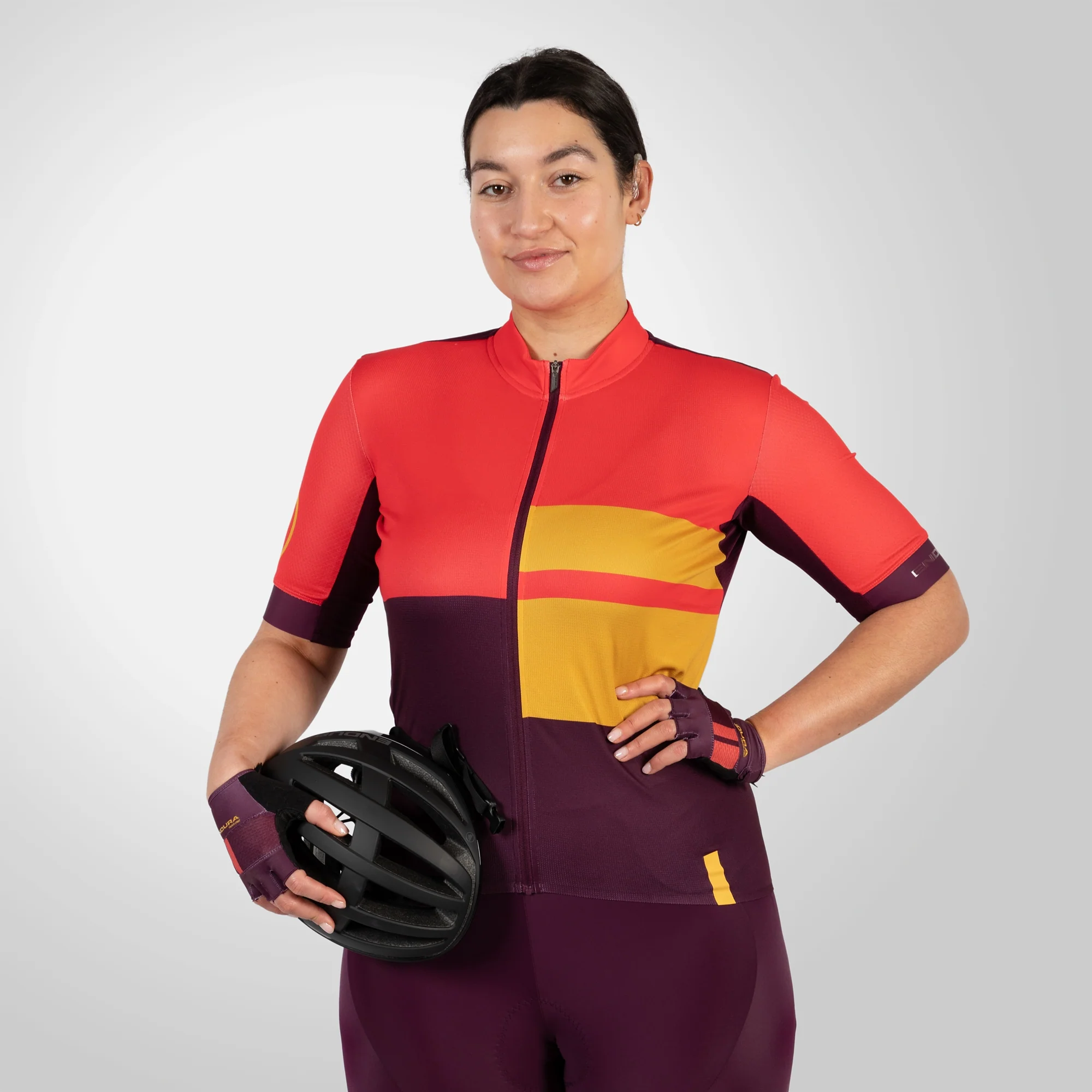 Maillot ENDURA FS260 PRINT Femme Manches Courtes Orange/Marron - Image 3