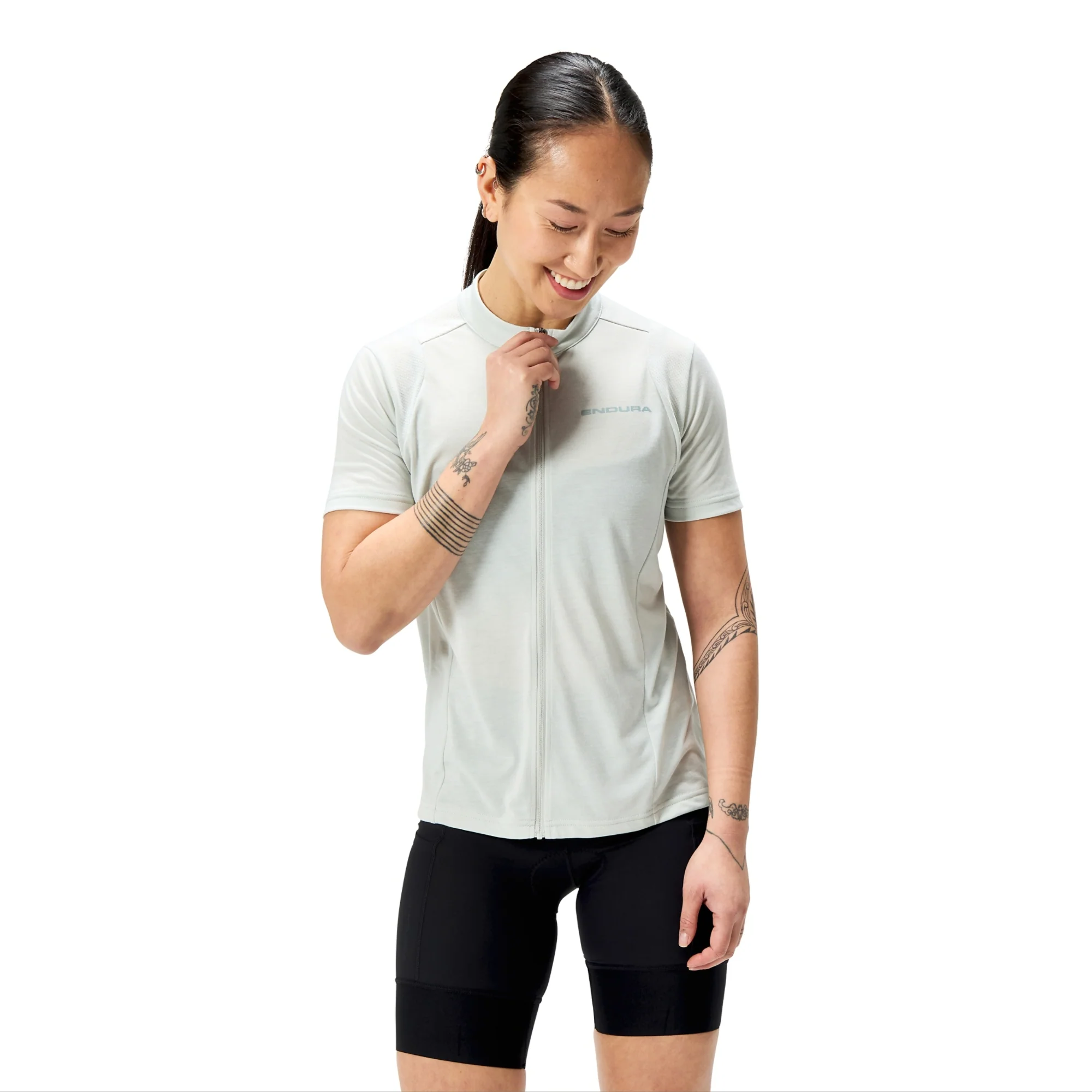 Maillot ENDURA LOOP ZIPPED Manches Courtes Femme Gris