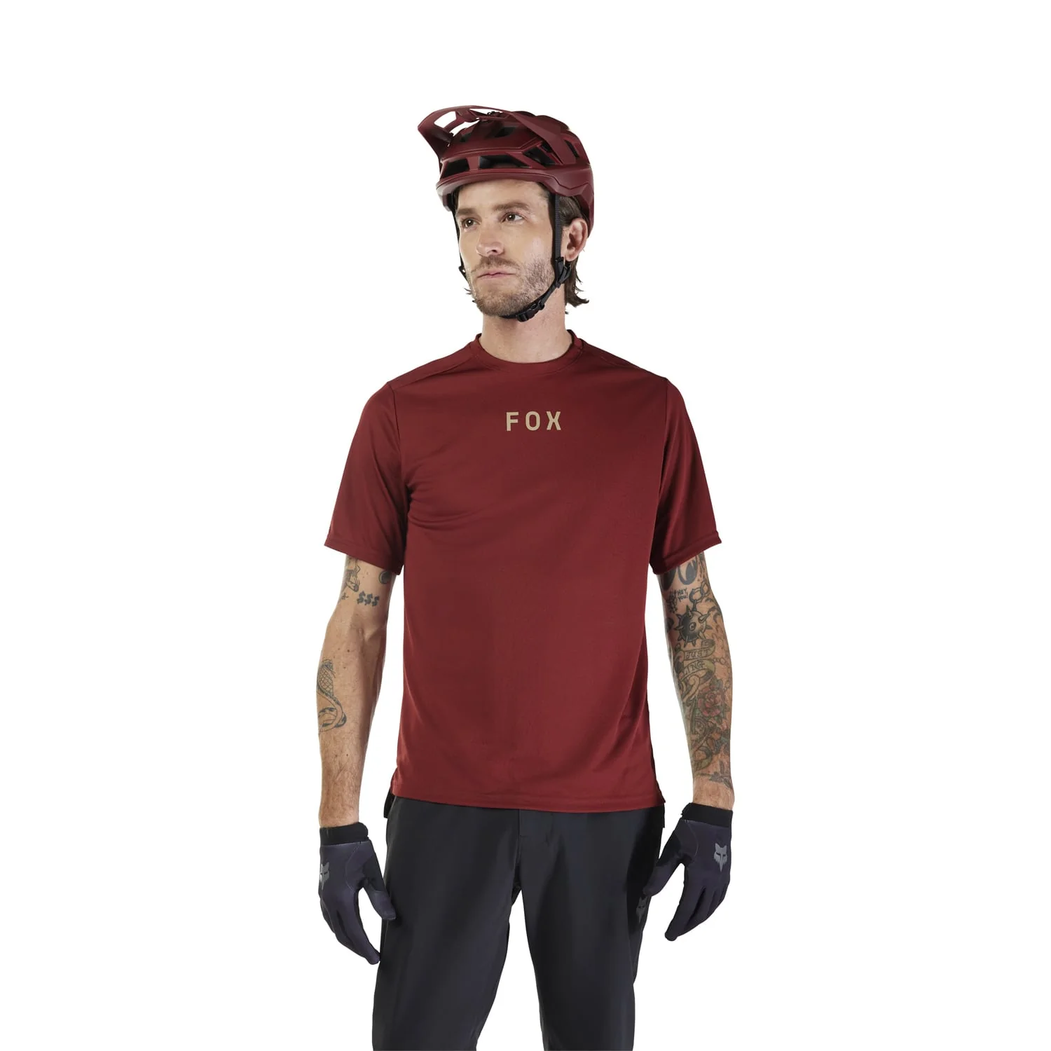 Maillot FOX RANGER WORDMARK Manches Courtes Bordeaux - Image 3