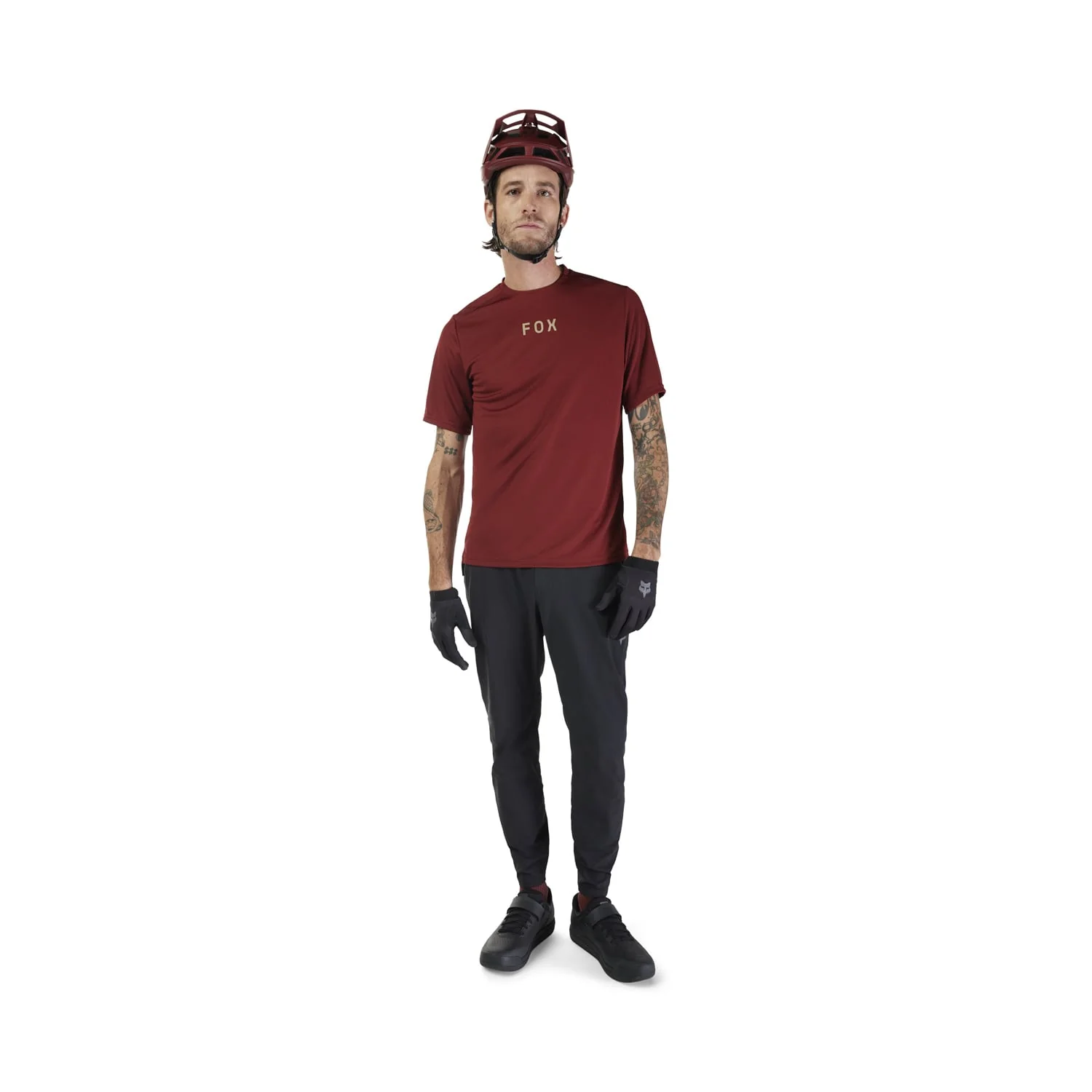 Maillot FOX RANGER WORDMARK Manches Courtes Bordeaux - Image 5