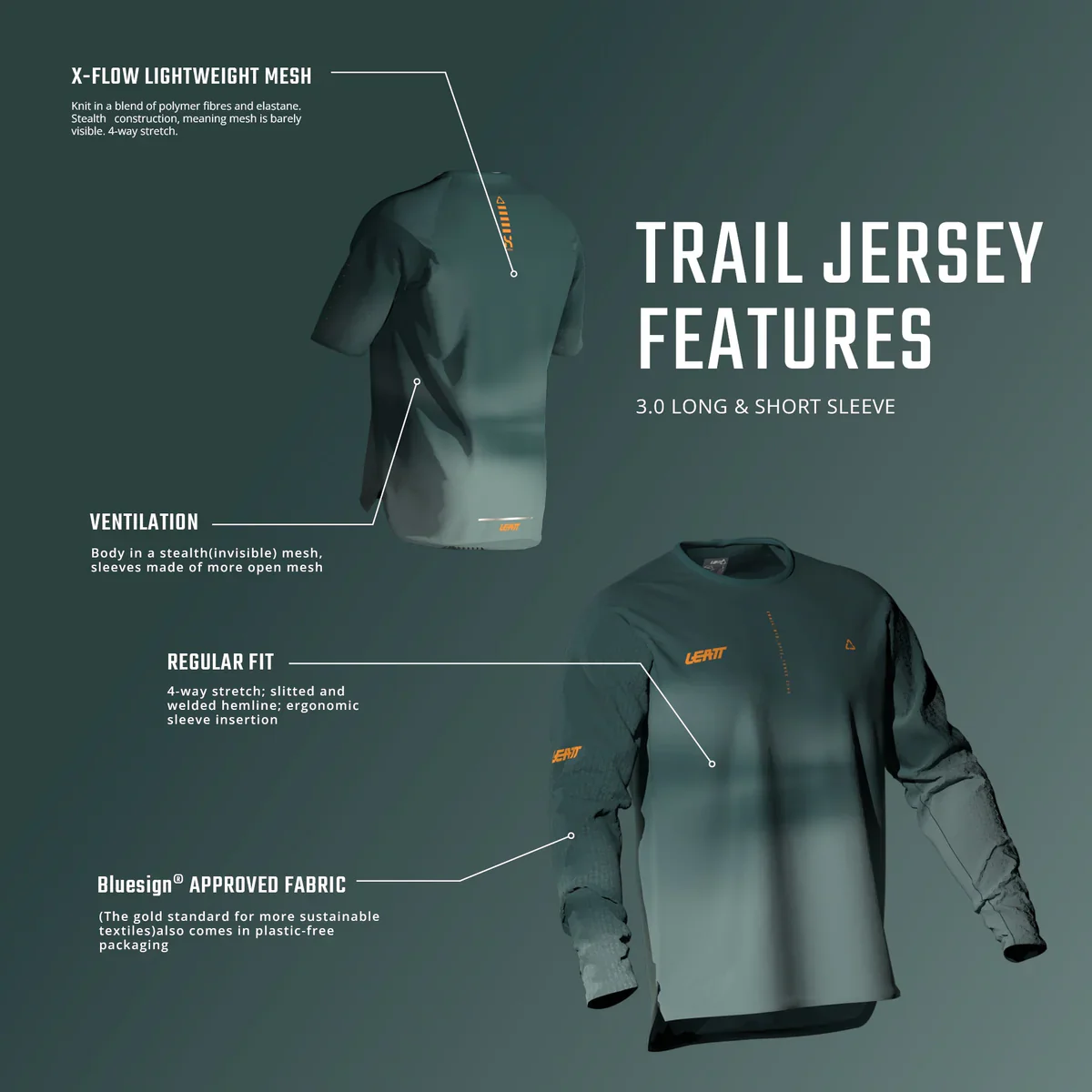Maillot LEATT MTB TRAIL 3.0 Manches Courtes Blanc - Image 7