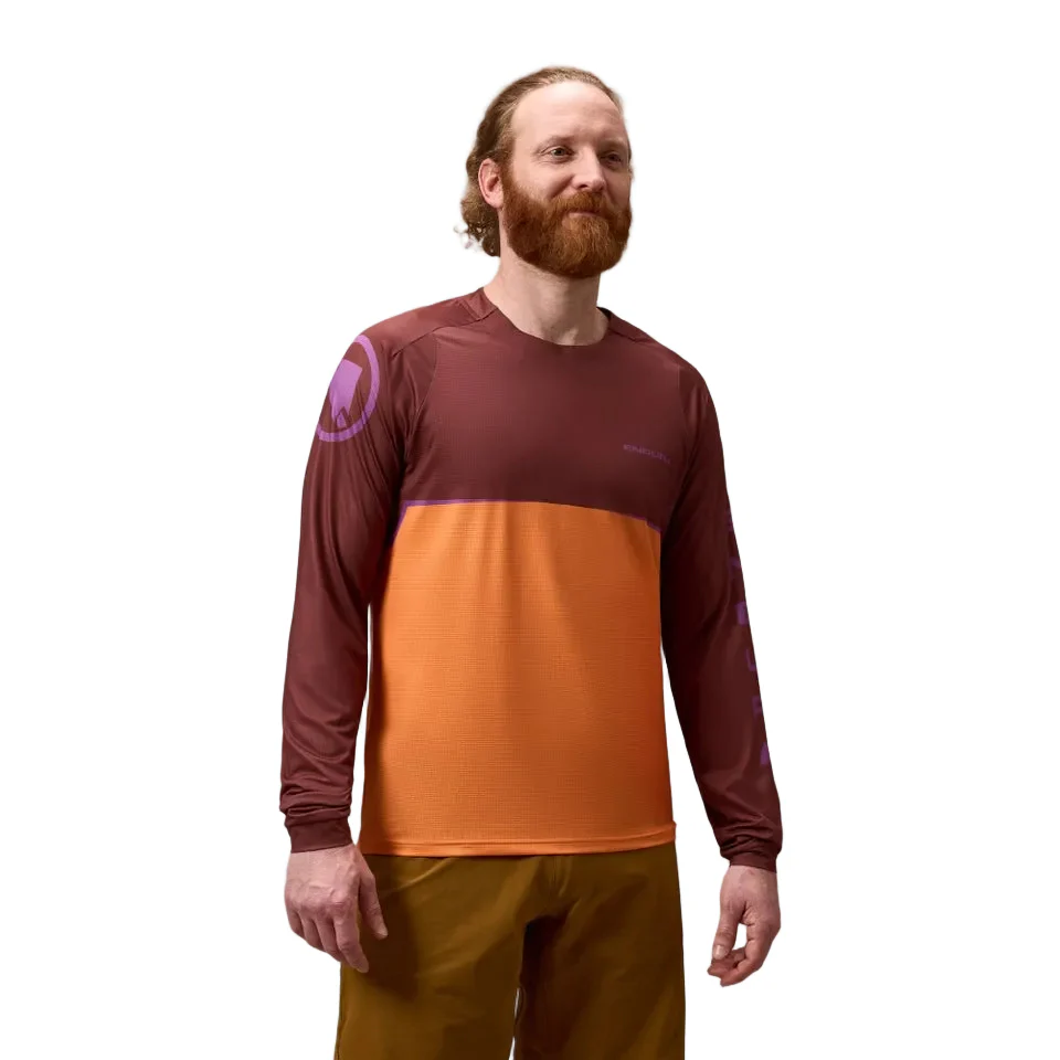 Maillot ENDURA SINGLETRACK CORE PRINTED Manches Longues End Orange