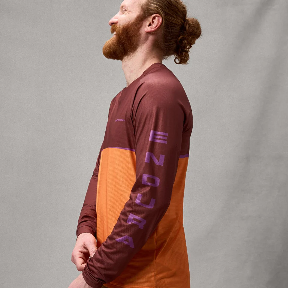 Maillot ENDURA SINGLETRACK CORE PRINTED Manches Longues End Orange - Image 3