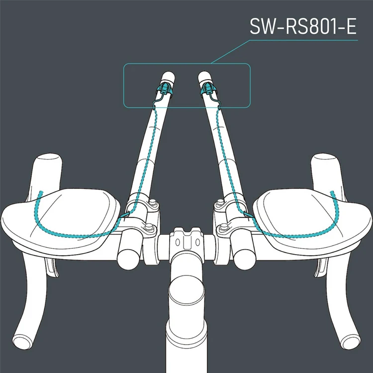 Paire de Commande Satellite SHIMANO SW-RS801-E Câble long. pour TT/Triathlon (740mm) 12V - Image 2