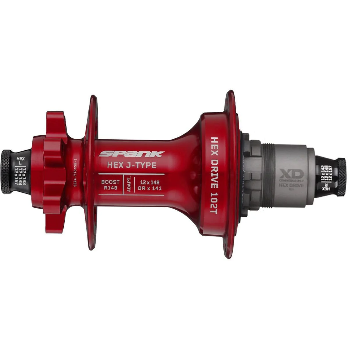 Moyeu Arrière SPANK HEX DRIVE J-Type 102T 12x148 mm Boost E-Plus Rouge