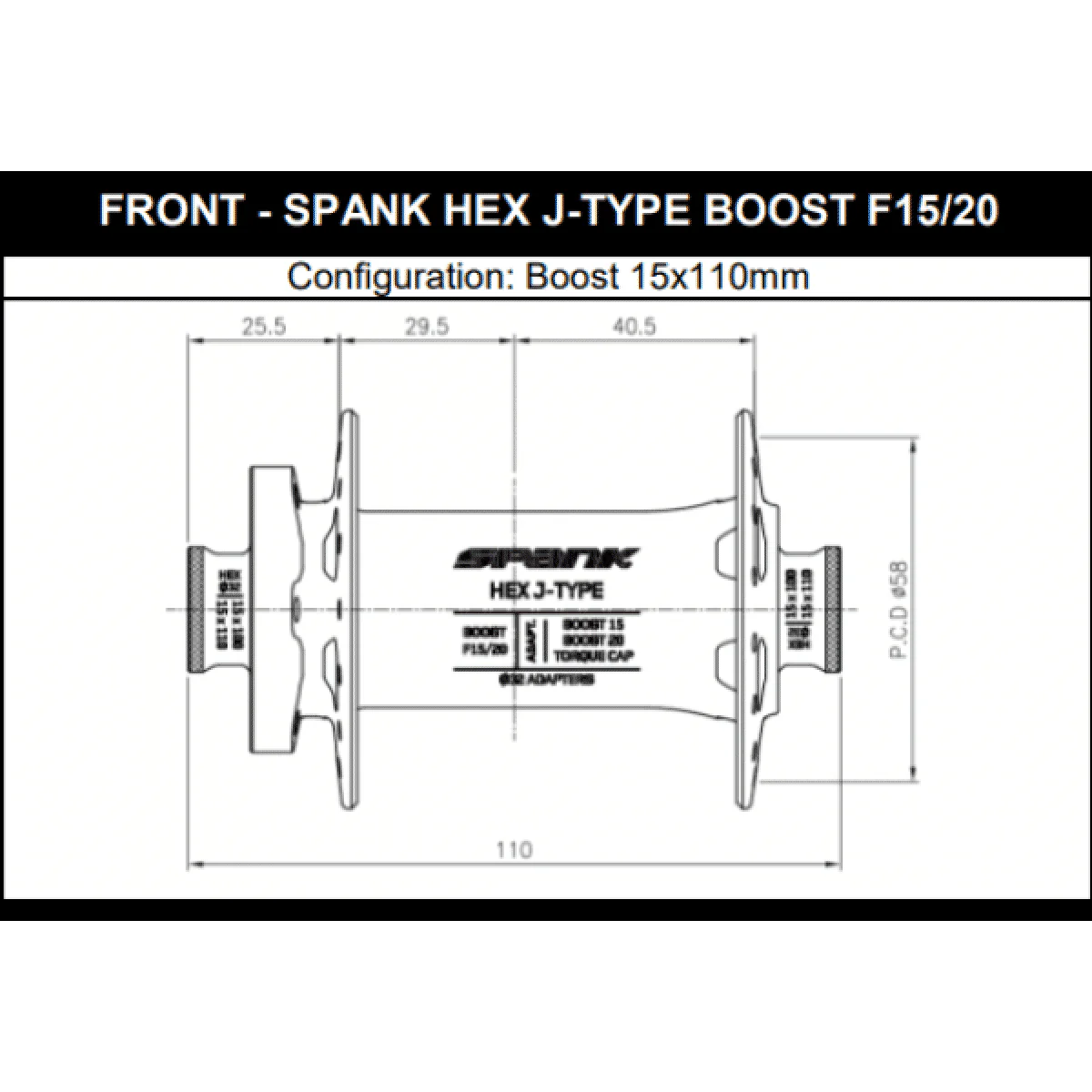 Moyeu Avant SPANK HEX J-Type 15/20 mm Boost Bleu - Image 2