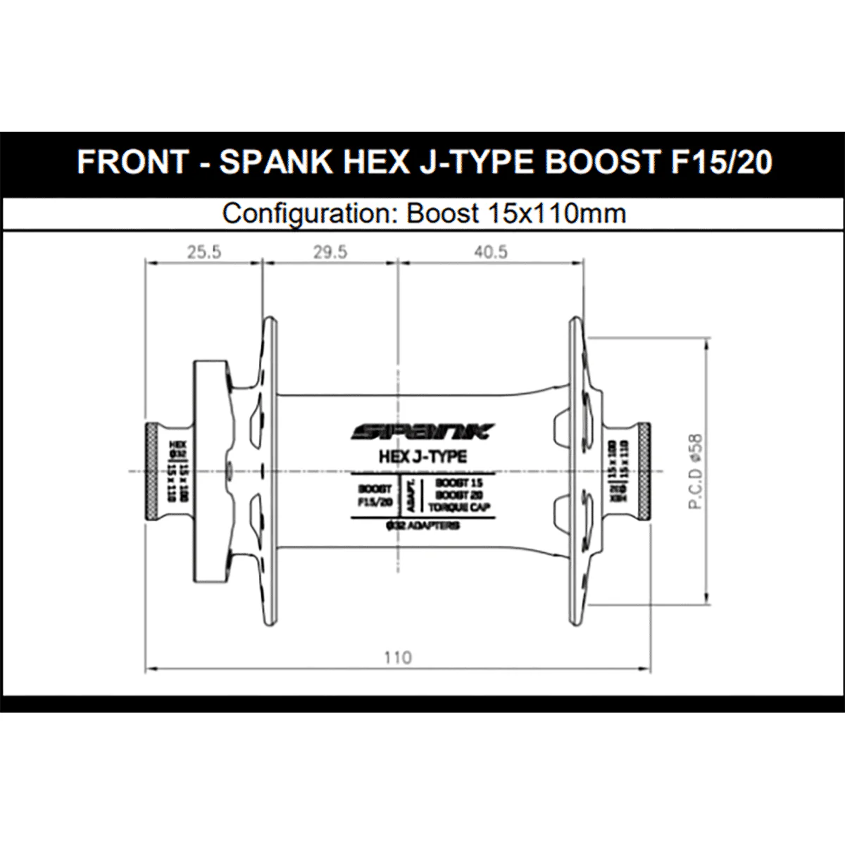 Moyeu Avant SPANK HEX 15/20 mm Boost Noir - Image 3
