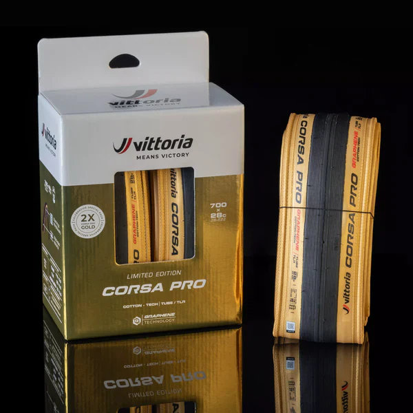 Paire de Pneus VITTORIA CORSA PRO 700c Tubeless Ready - Édition Limitée Or