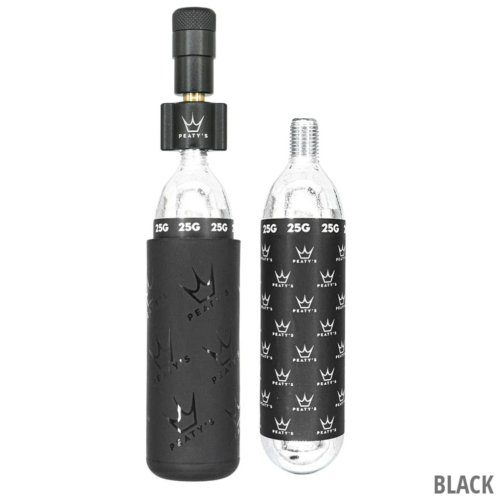 Percuteur CO2 PEATY'S HOLESHOT MTB + 2 Cartouches CO2 Filetée 25 g Noir