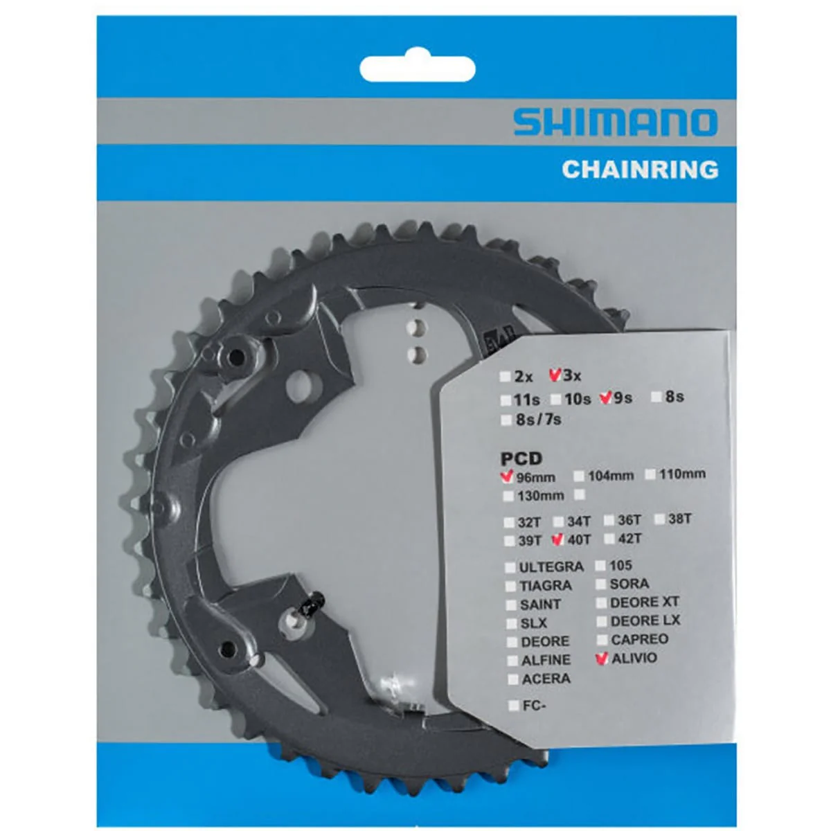 Plateau Intermédiaire/Extérieur SHIMANO ALIVIO M4000 9V 4 Trous 96mm - Image 2