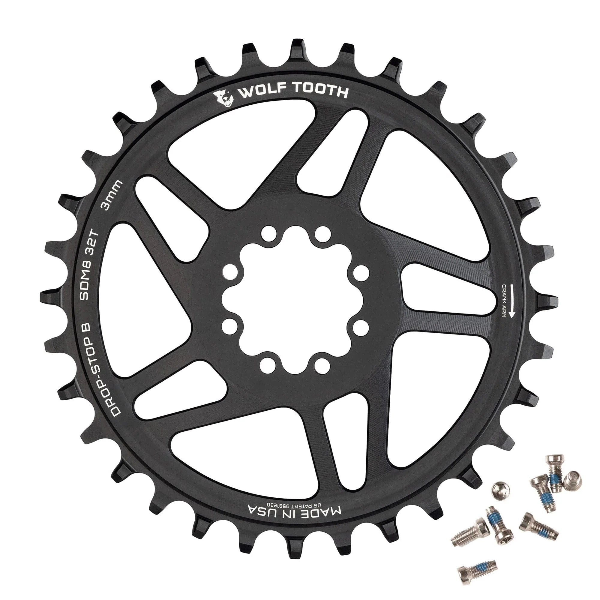 Plateau Mono WOLF TOOTH 12V SRAM Direct Mount 8 vis Offset 3mm
