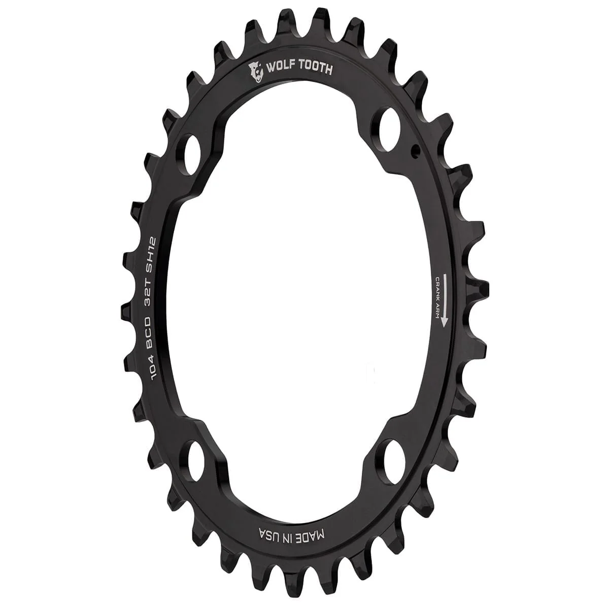 Plateau Mono WOLF TOOTH 104 BCD 12V Shimano 4 Trous 104mm Noir - Image 2