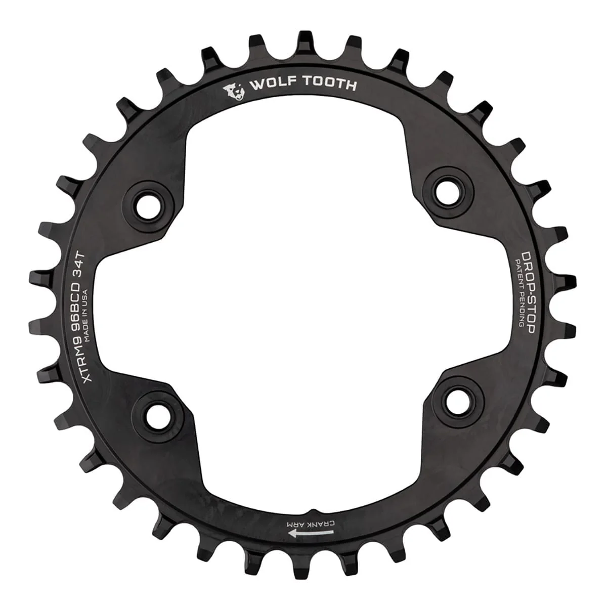 Plateau Mono WOLF TOOTH 96 BCD 9/10/11/12V Shimano XTR M9000/M9020 4 Trous 96mm Noir