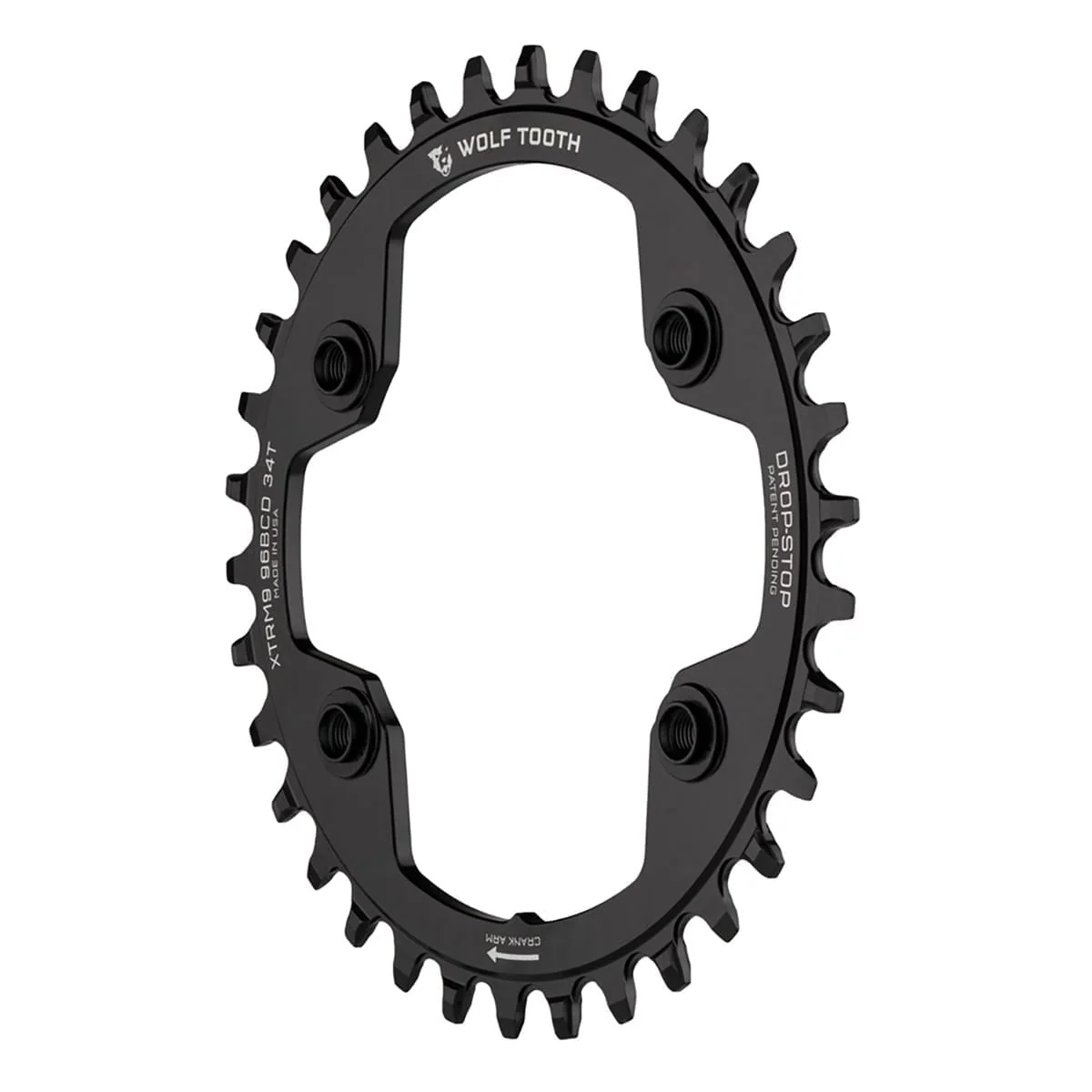 Plateau Mono WOLF TOOTH 96 BCD 9/10/11/12V Shimano XTR M9000/M9020 4 Trous 96mm Noir - Image 2