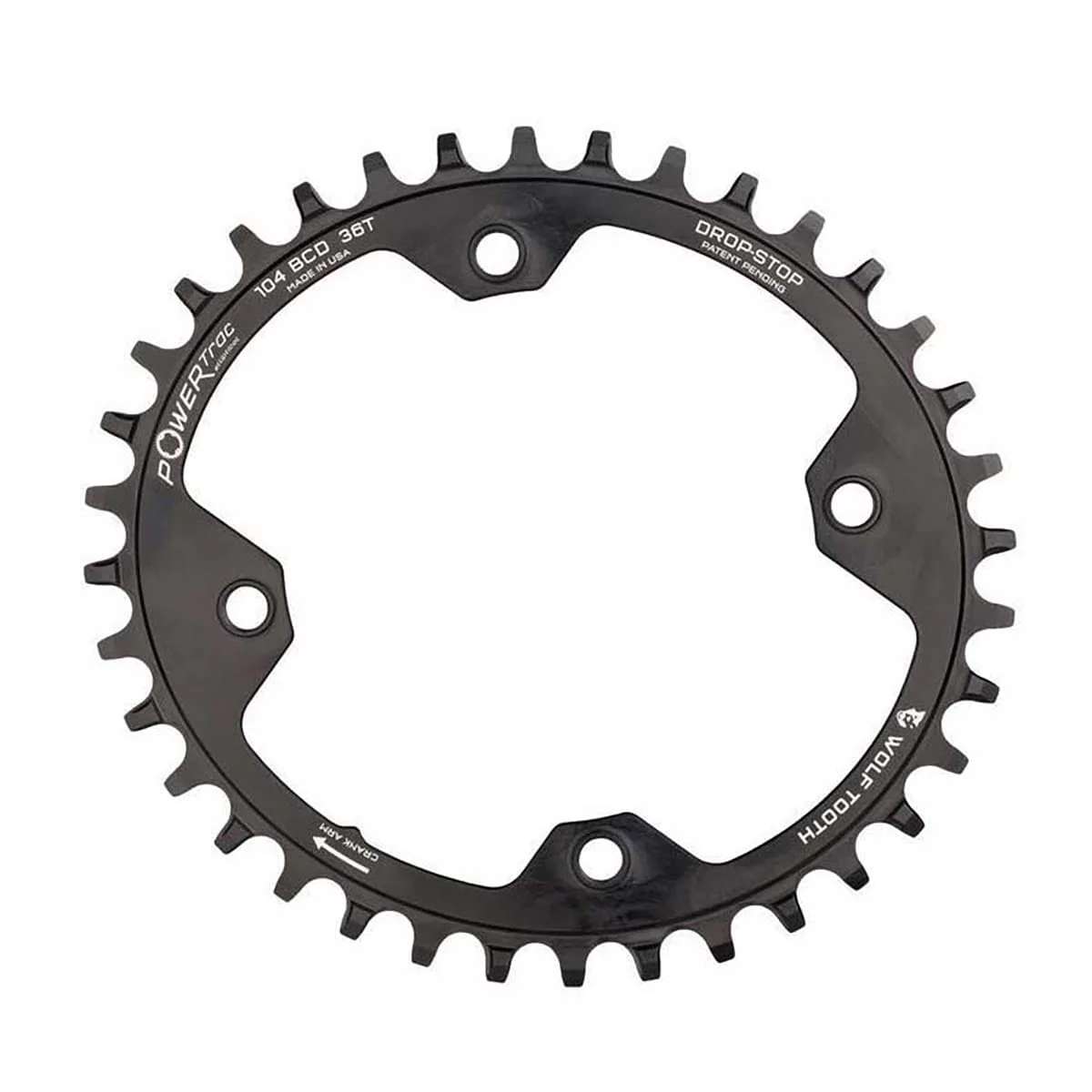 Plateau Mono Oval WOLF TOOTH ELLIPTICAL 104 BCD 12V Shimano 4 Trous 104mm Noir