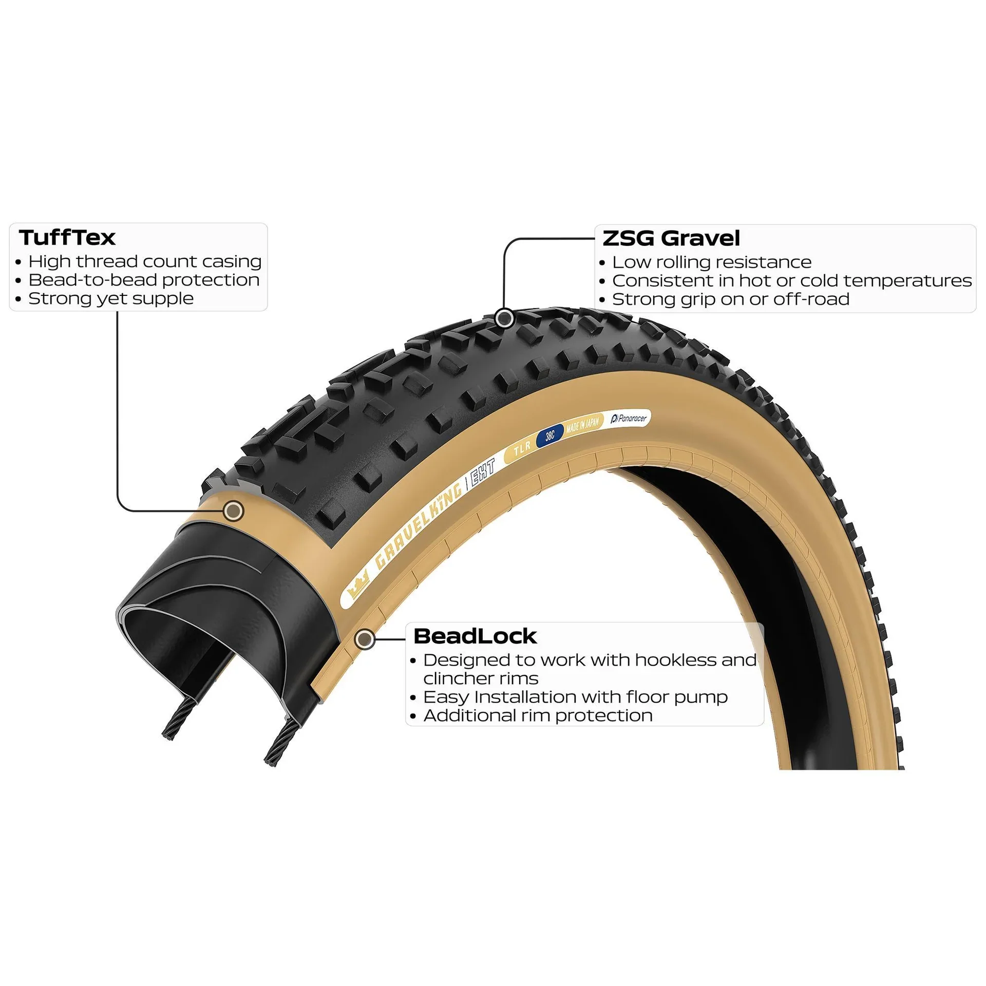 Pneu PANARACER GRAVELKING EXT TLR 700x38c Tubeless Ready Noir - Image 3