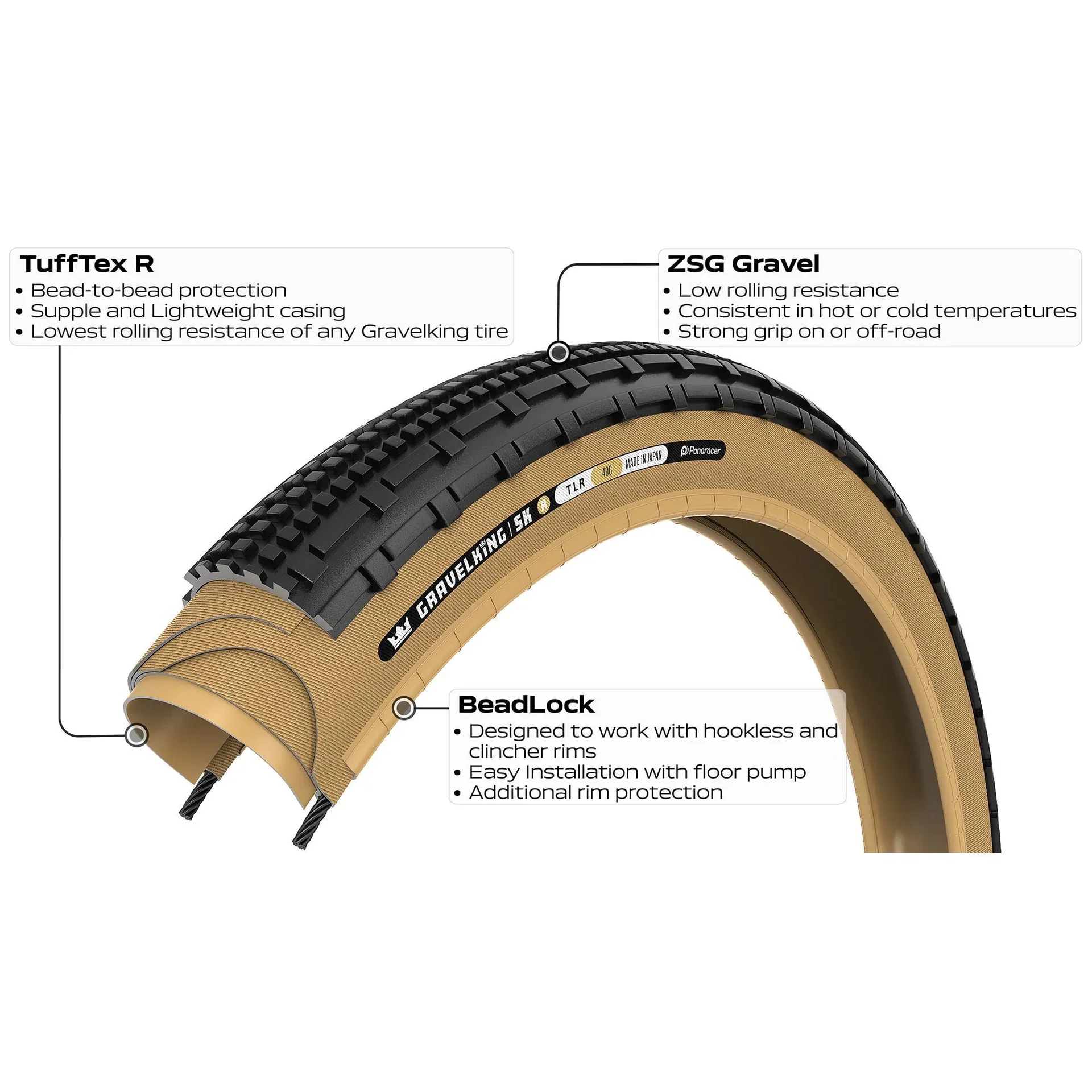 Pneu PANARACER GRAVELKING SK R TLR 700x45c Tubeless Ready Beige - Image 3