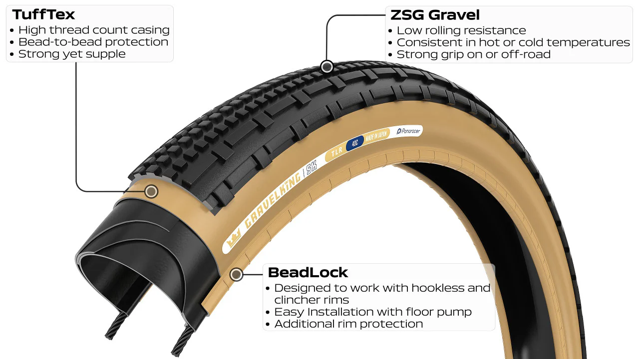 Pneu PANARACER GRAVELKING SK TLR 700x45c Tubeless Ready Beige - Image 3