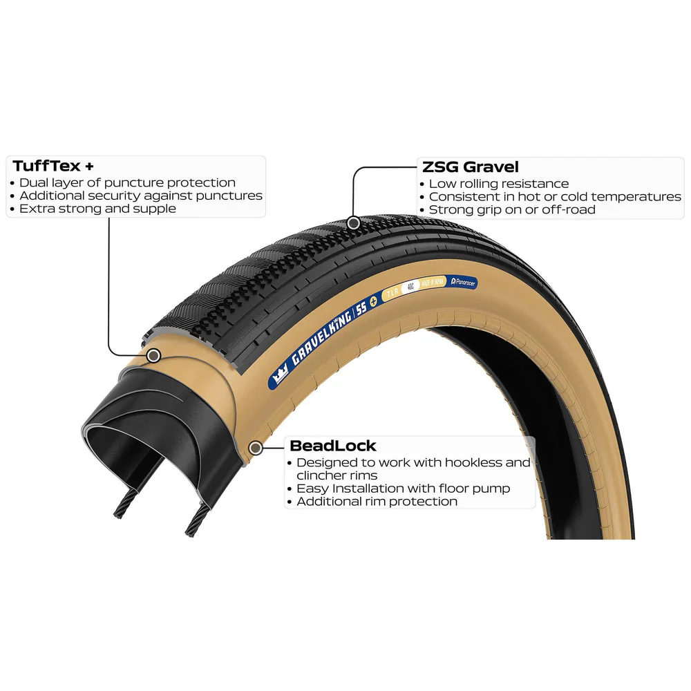 Pneu PANARACER GRAVELKING SEMISLICK+ TLR 700x30c Tubeless Ready Beige - Image 3