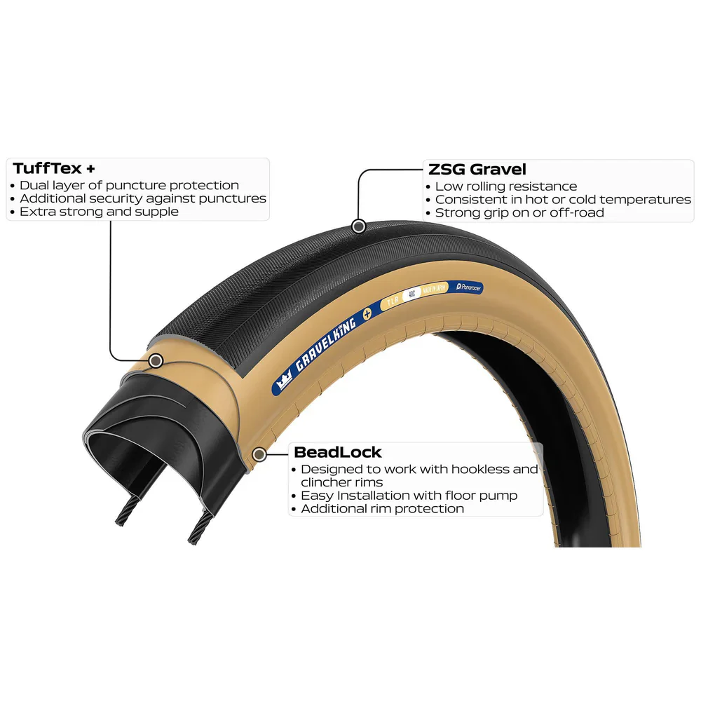 Pneu PANARACER GRAVELKING SLICK+ TLR 700x30c Tubeless Ready Beige - Image 3
