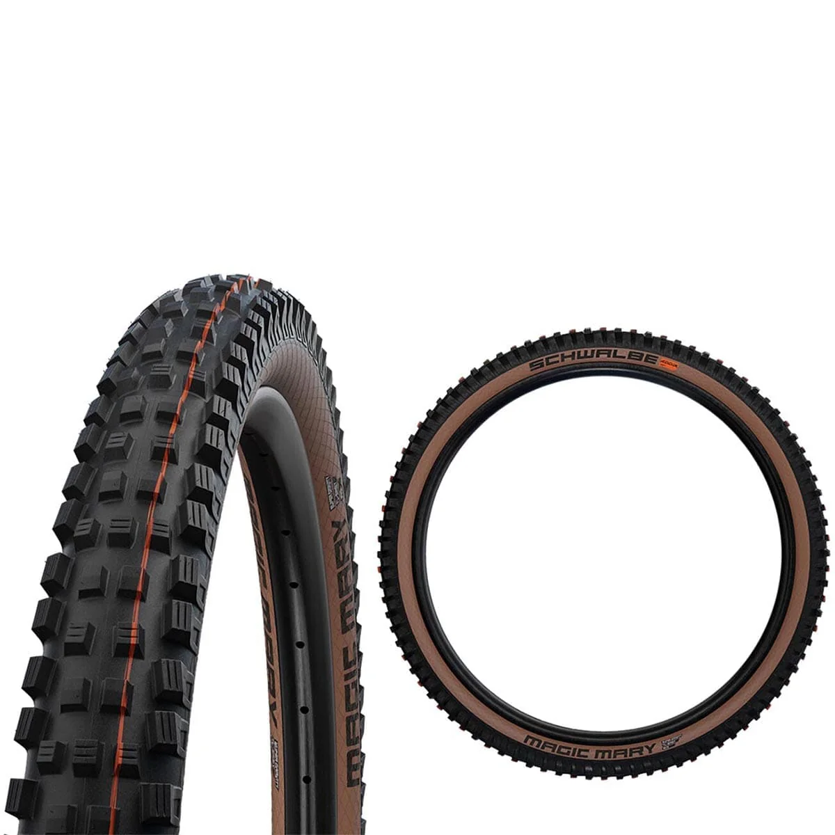 Pneu SCHWALBE MAGIC MARY 27.5x2.40 ADDIX SOFT SUPERGRAVITY Tubeless Ready Souple Noir/Marron - Image 2