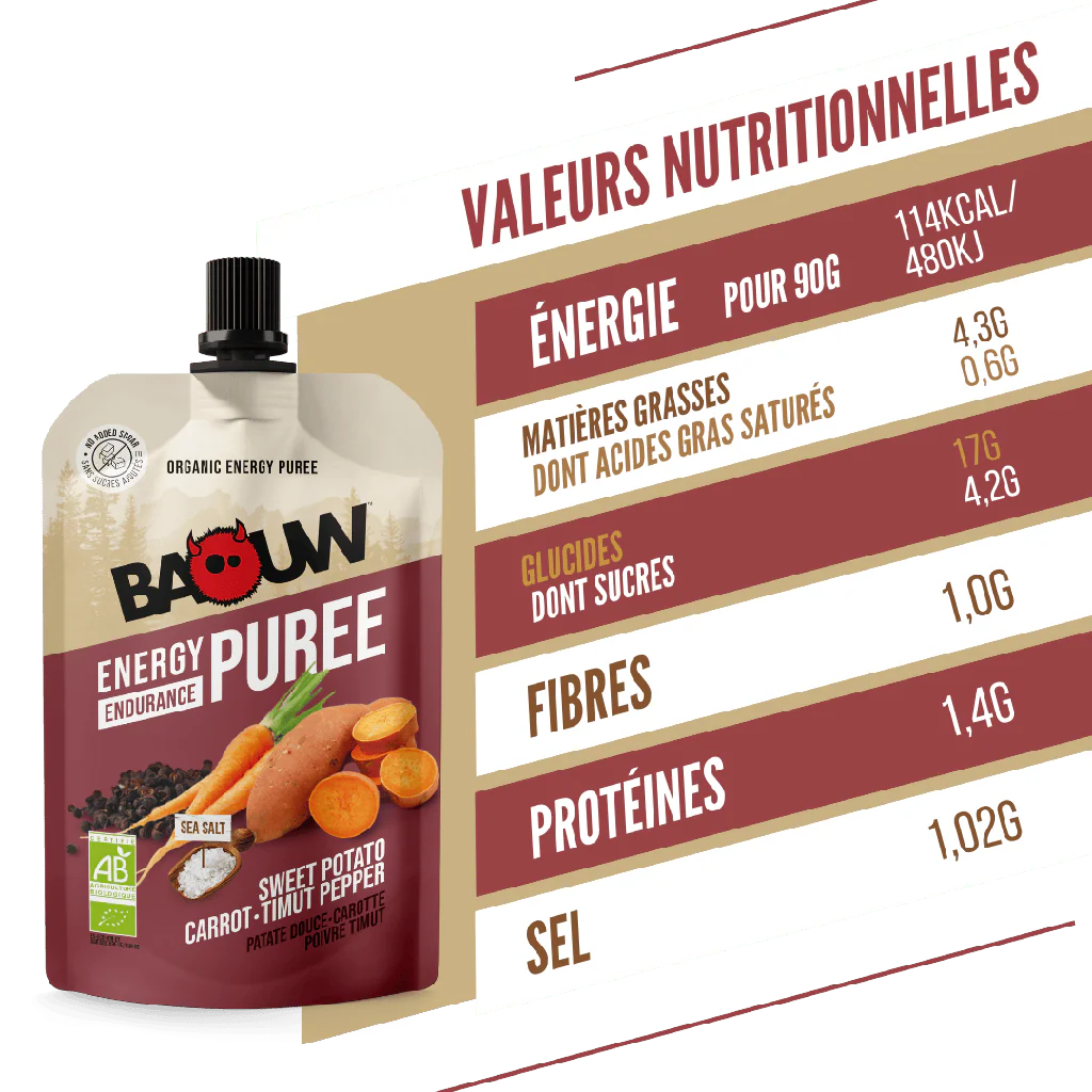Purée Energétique BAOUW Bio Recette Salée Patate Douce/Carotte/Poivre (90g) - Image 2